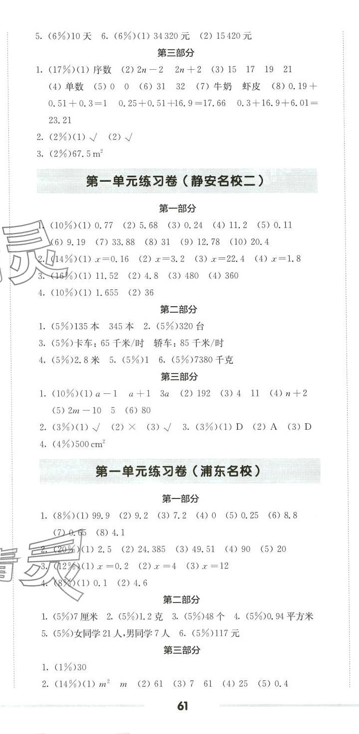 2024年上海名校名卷五年级数学下册沪教版五四制 第2页