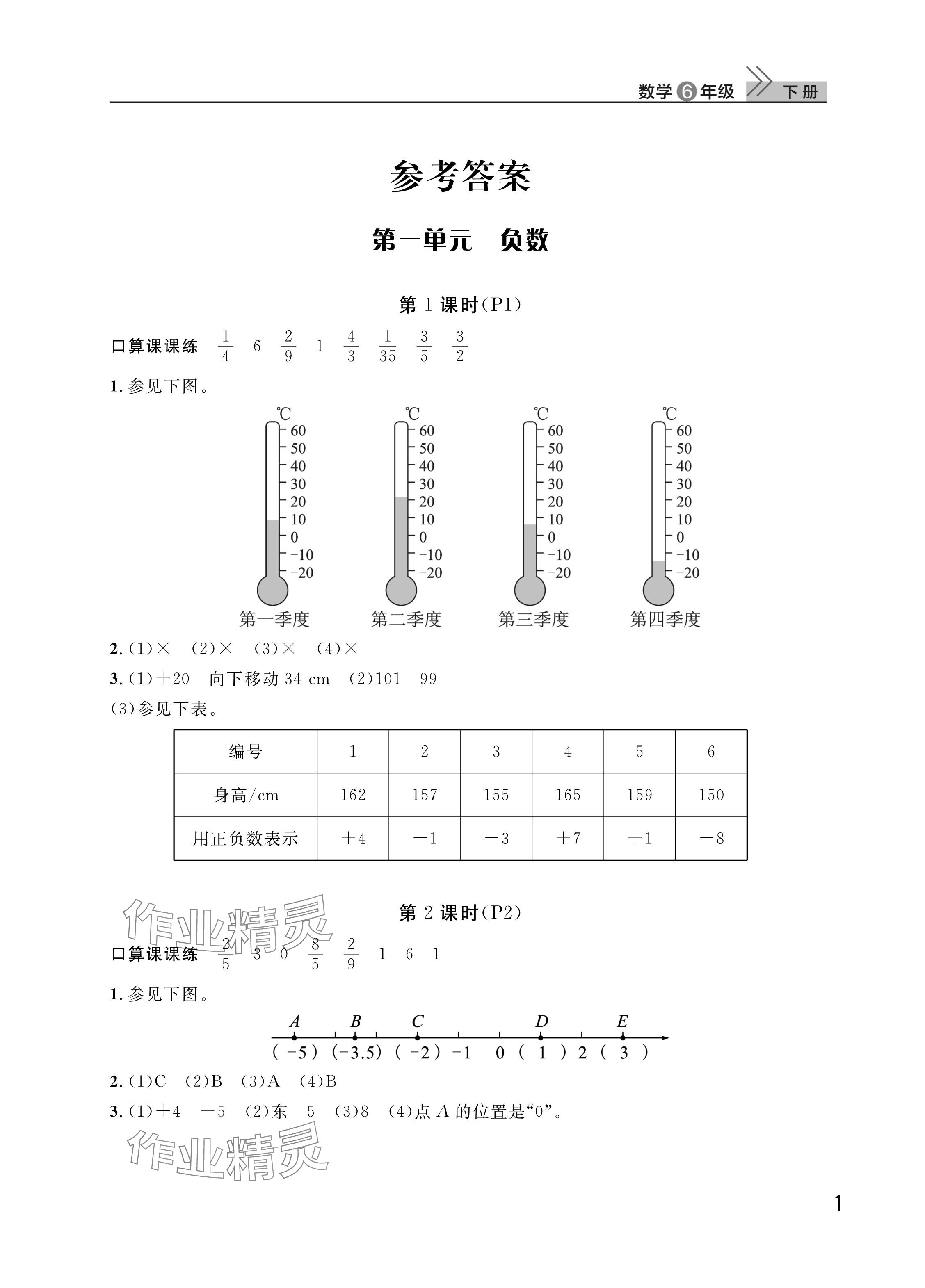 2025年課堂作業(yè)武漢出版社六年級(jí)數(shù)學(xué)下冊(cè)人教版 第1頁(yè)