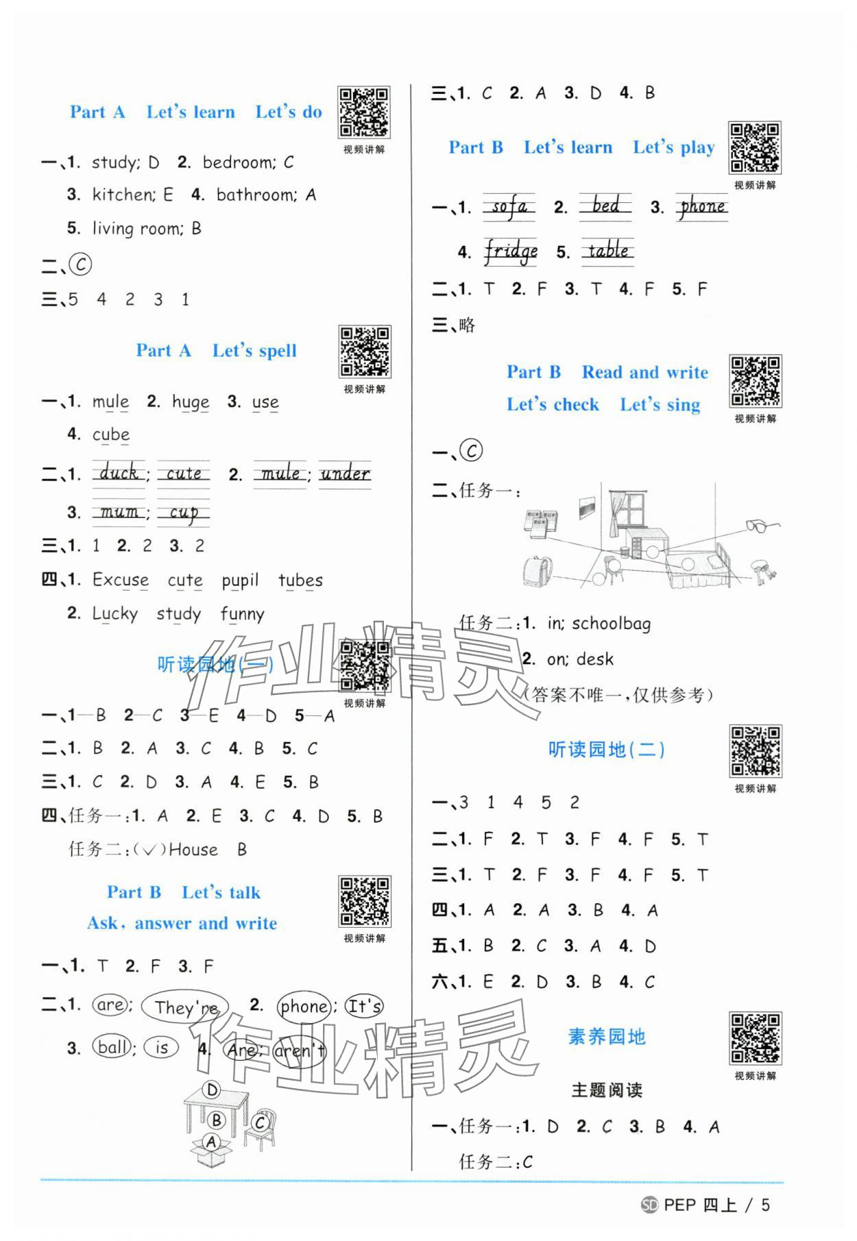 2024年陽光同學(xué)課時優(yōu)化作業(yè)四年級英語上冊人教PEP版山東專版 第5頁