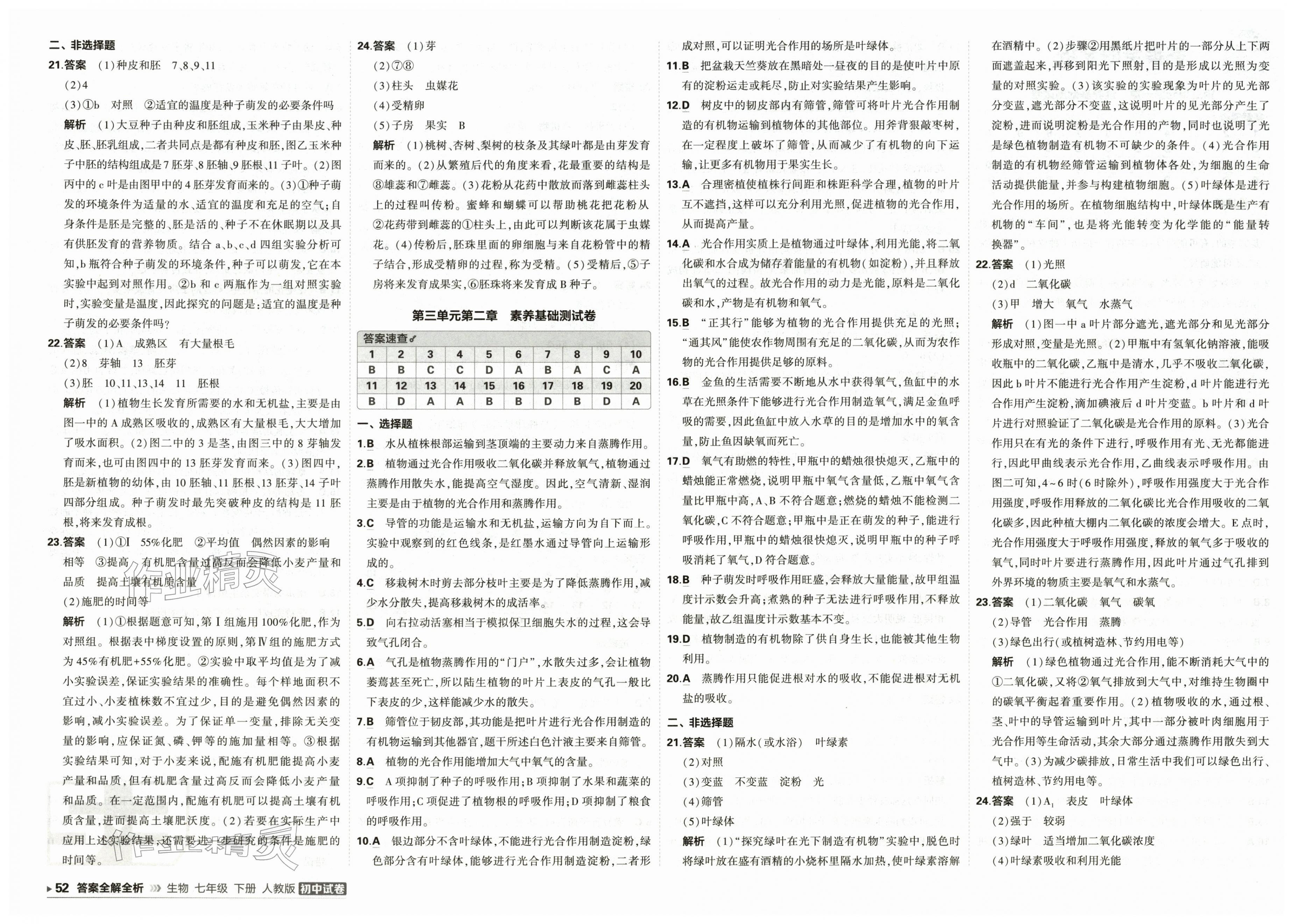 2026年5年中考3年模拟初中试卷七年级生物下册人教版&nbsp;第2页