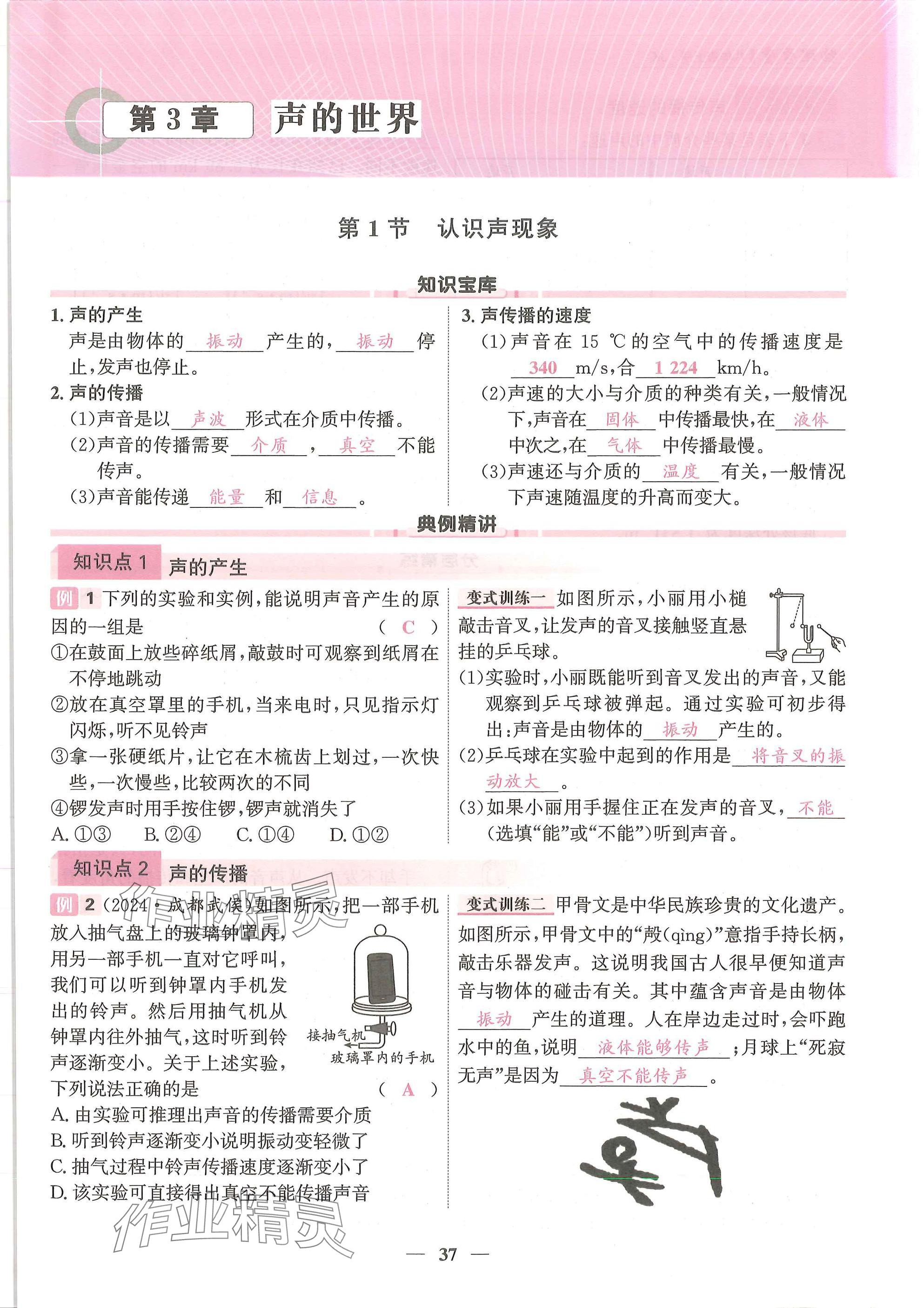 2025年物理学堂八年级上册教科版 参考答案第37页