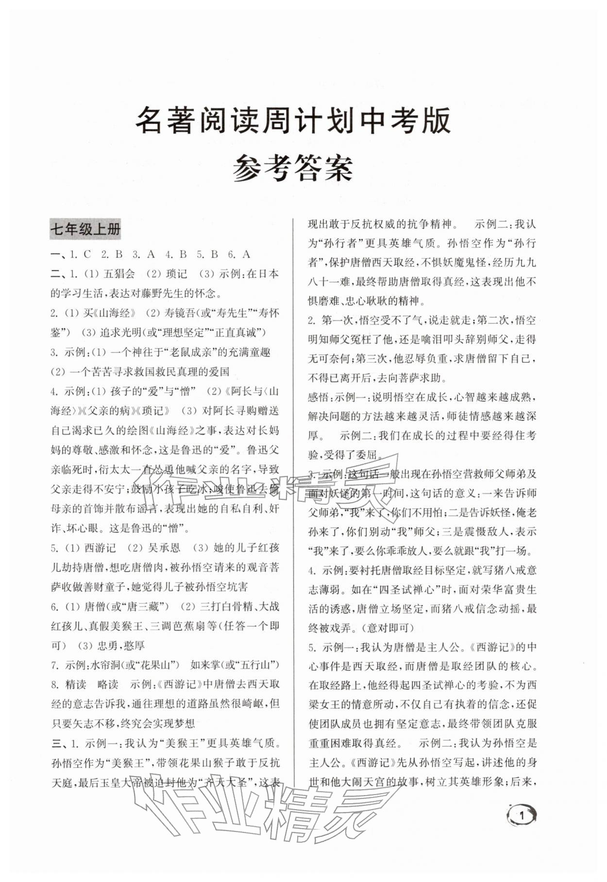 2026年名著閱讀周計(jì)劃語(yǔ)文中考版&nbsp;第1頁(yè)