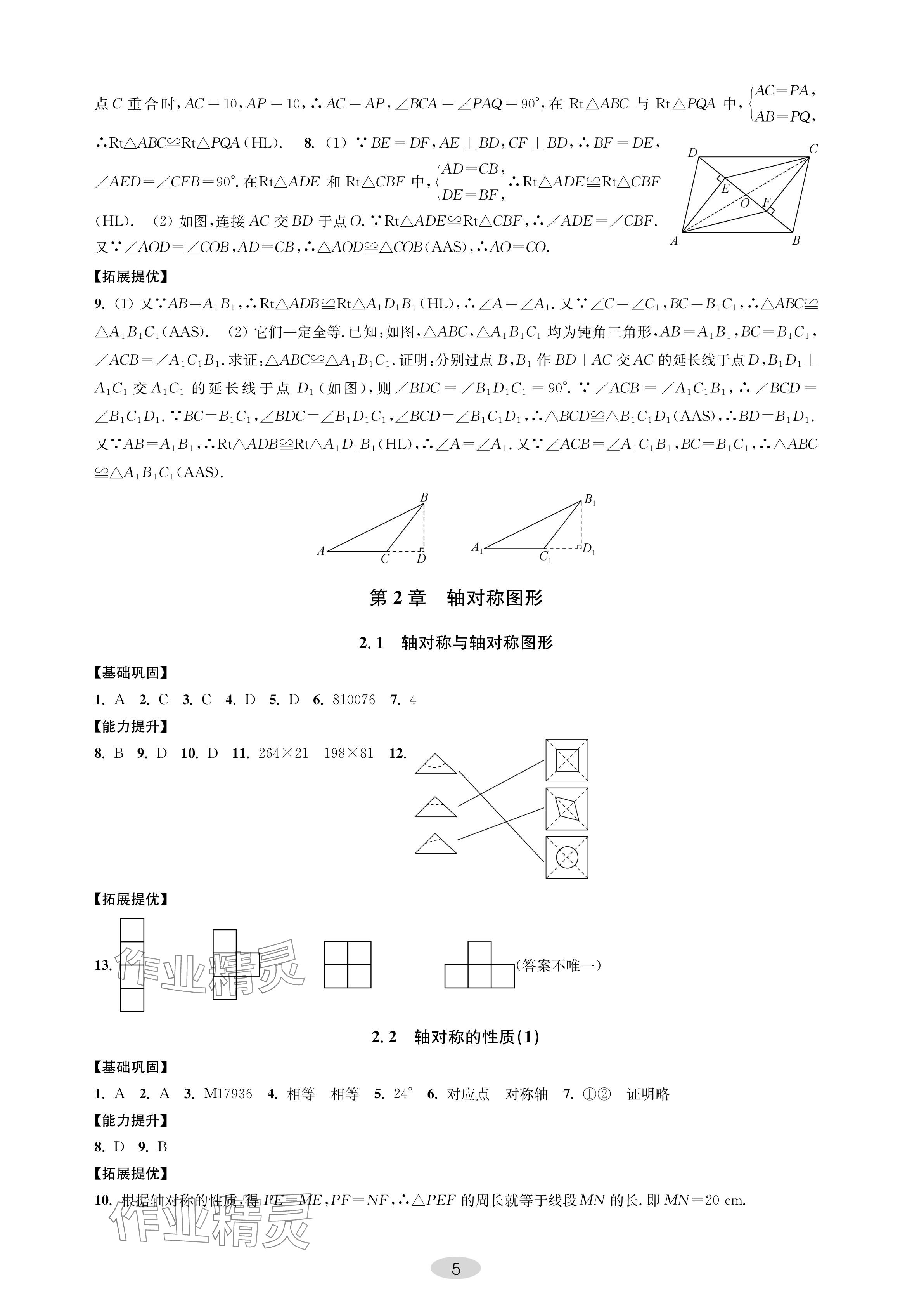 2024年關鍵能力進階八年級數學上冊蘇科版 參考答案第5頁