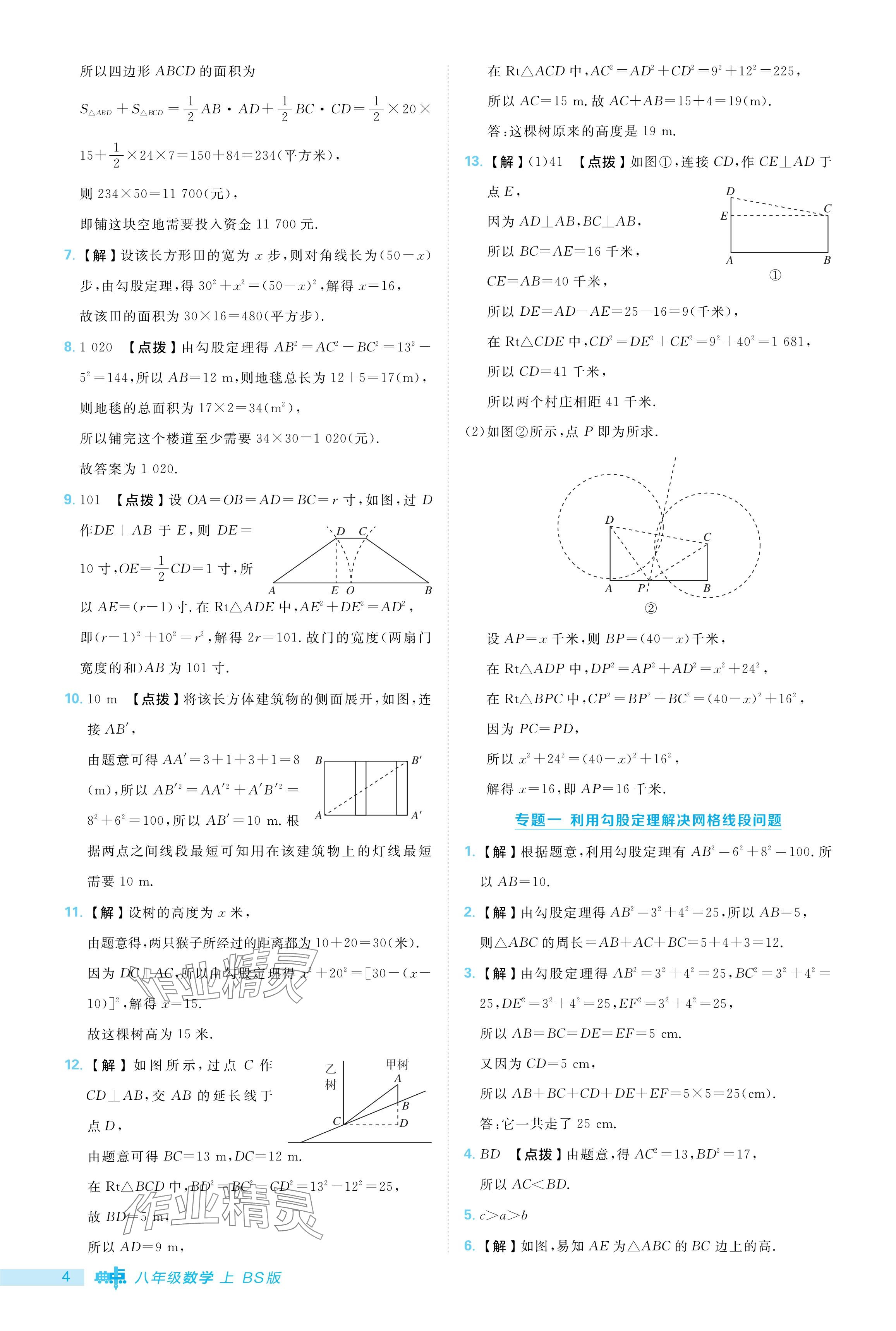 2024年綜合應(yīng)用創(chuàng)新題典中點八年級數(shù)學(xué)上冊北師大版 參考答案第4頁