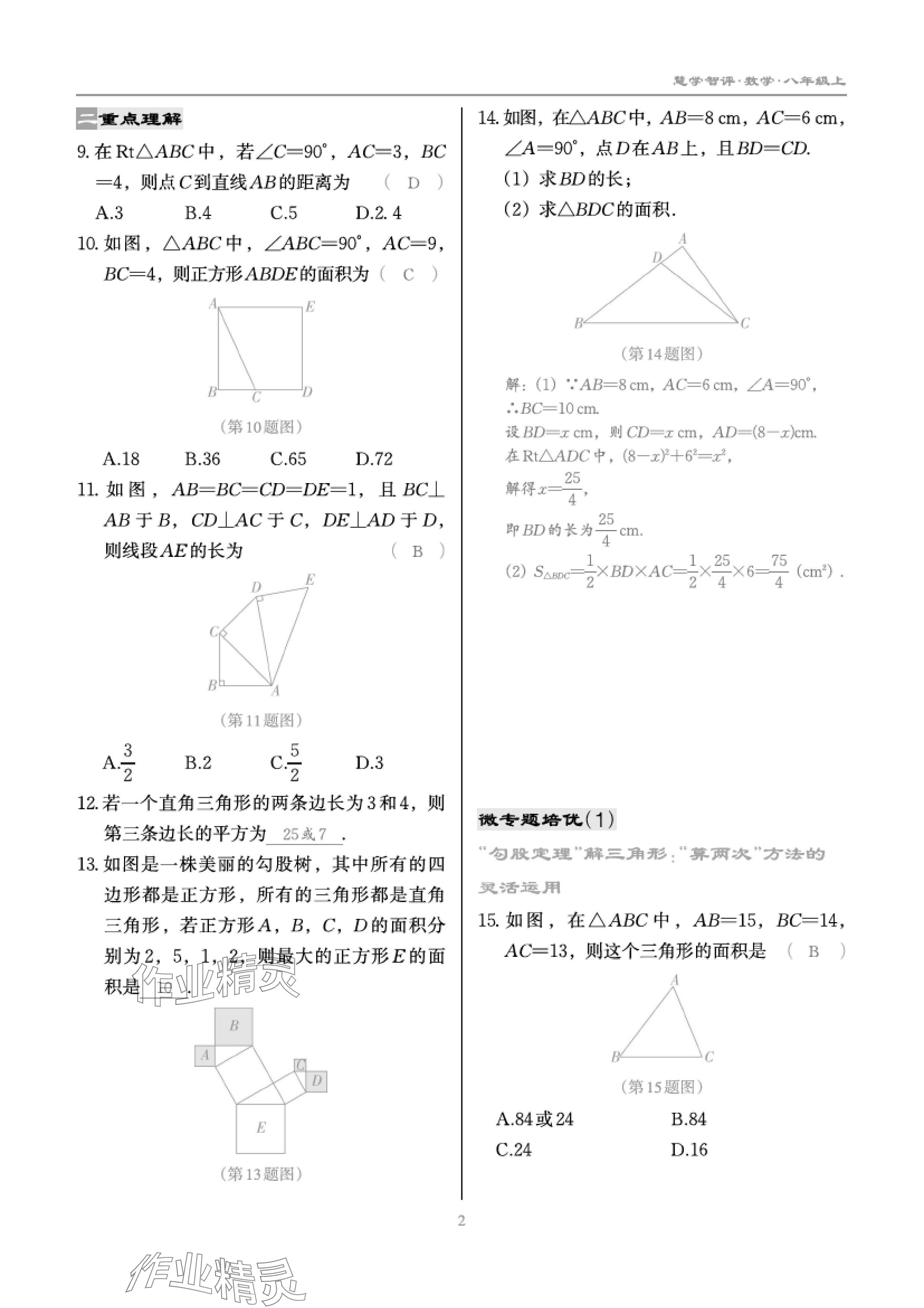 2024年慧學(xué)智評(píng)八年級(jí)數(shù)學(xué)上冊(cè)北師大版 參考答案第2頁(yè)