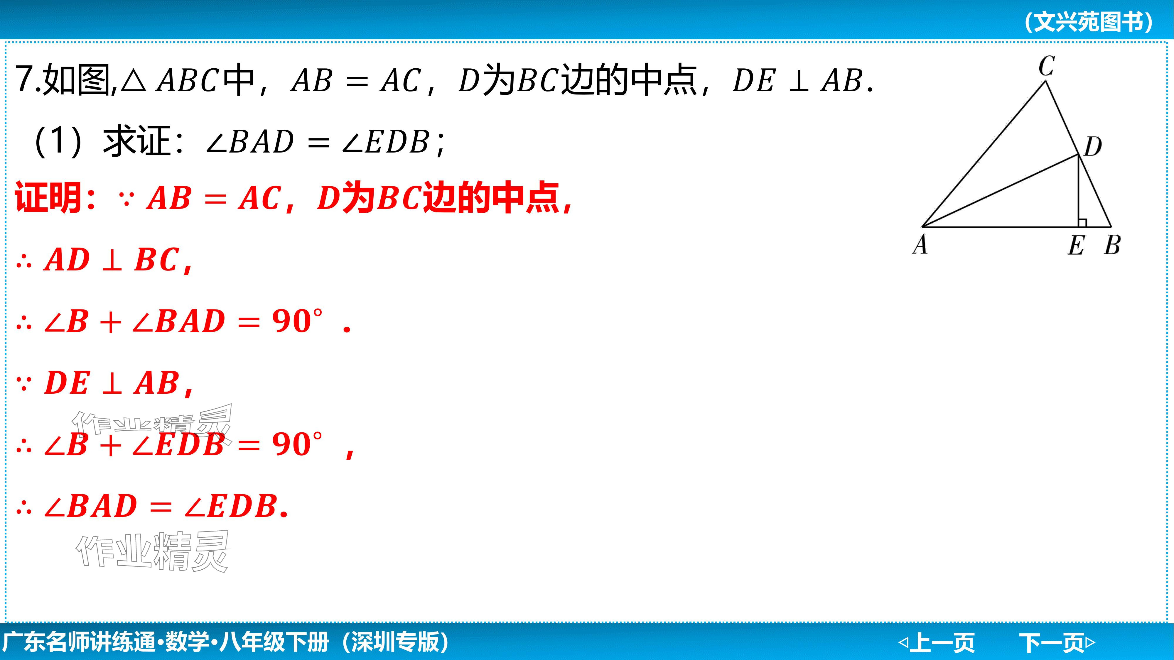 2024年廣東名師講練通八年級數學下冊北師大版深圳專版基礎版 參考答案第19頁