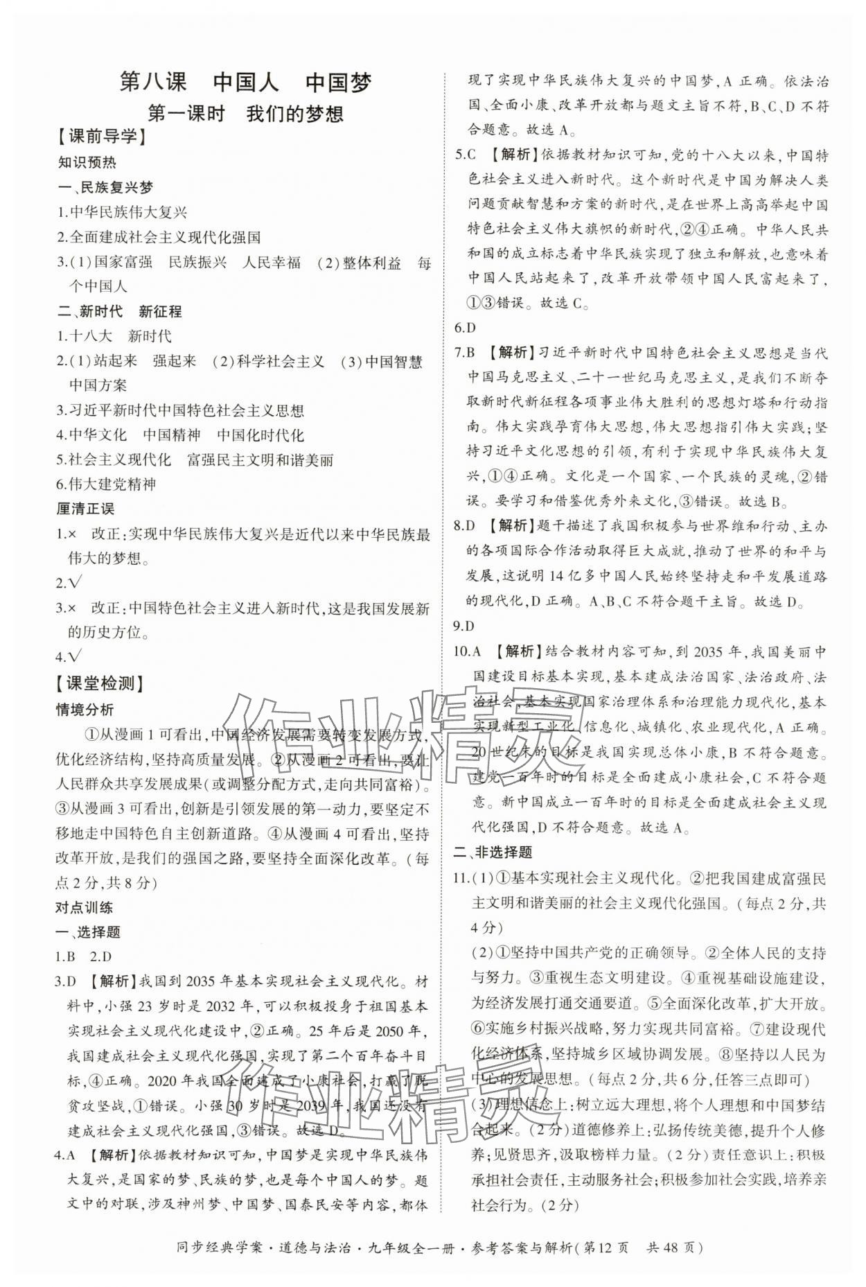 2025年同步經(jīng)典學(xué)案九年級道德與法治全一冊人教版 第12頁