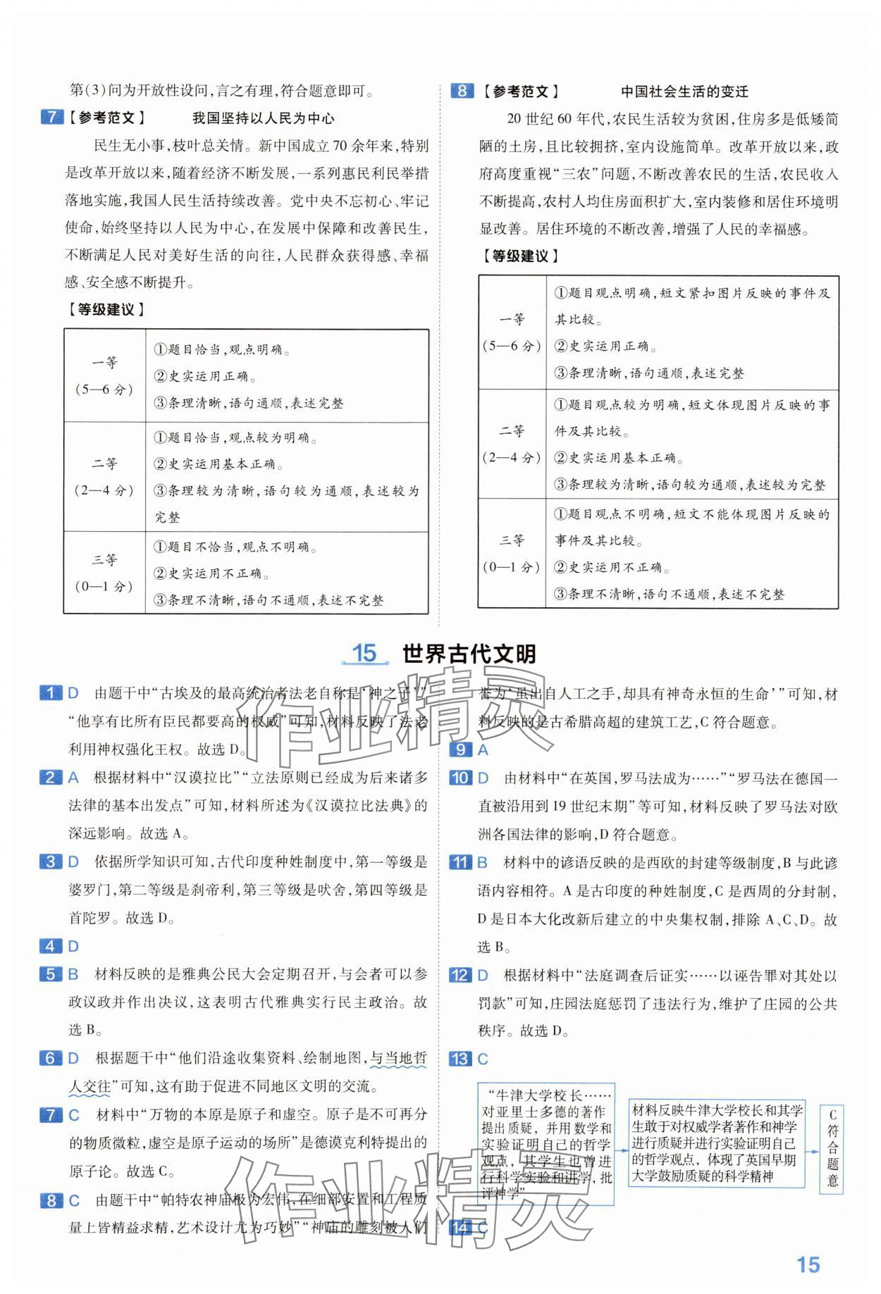 2024年金考卷中考45套匯編歷史河南專版紫色封面 參考答案第15頁