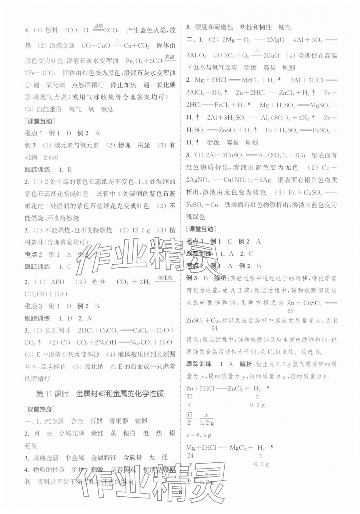 2024年通城學典中考總復習化學江蘇專版 參考答案第7頁