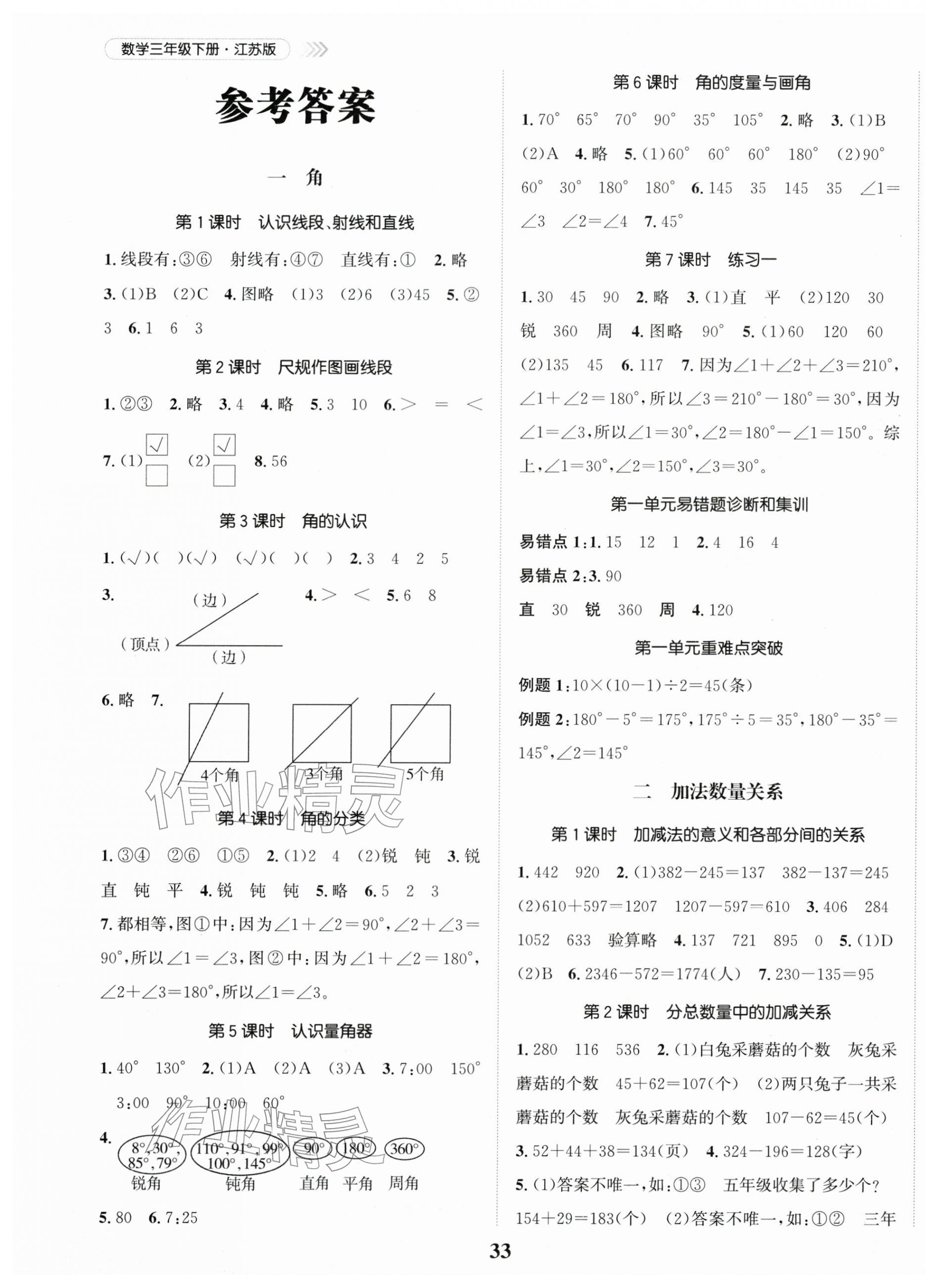 2026年金色课堂课时作业本三年级数学下册江苏版&nbsp;第1页