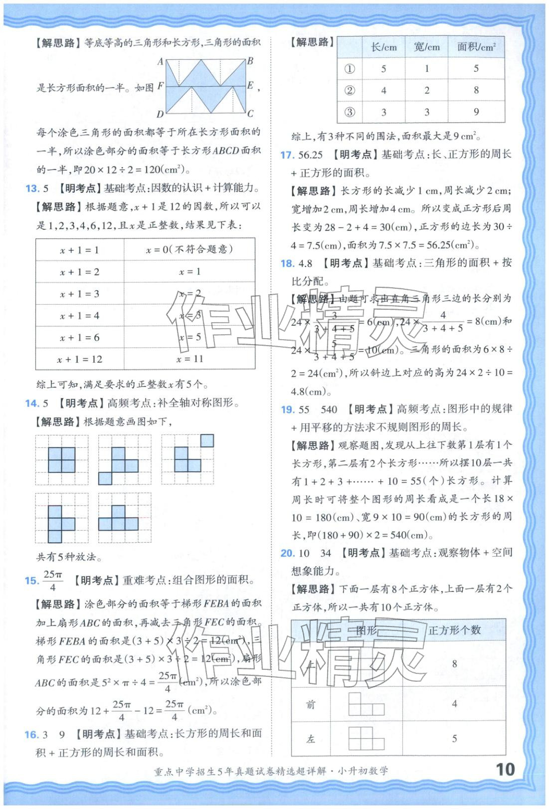 2025年重點中學(xué)招生五年真題試卷精選超詳解小升初數(shù)學(xué)&nbsp;參考答案第10頁
