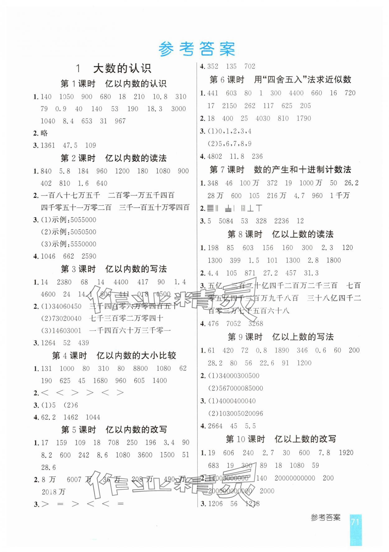 2025年口算题卡四川美术出版社四年级上册人教版 第1页
