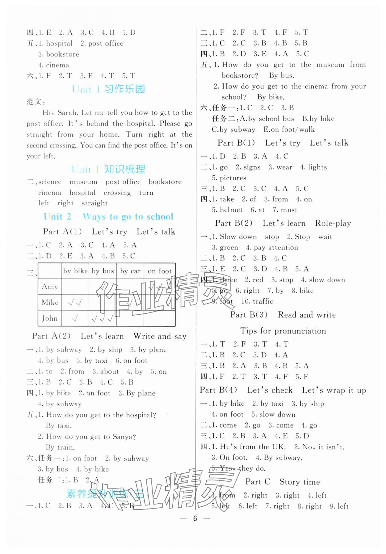 2024年亮點激活提優(yōu)天天練六年級英語上冊人教版 參考答案第2頁