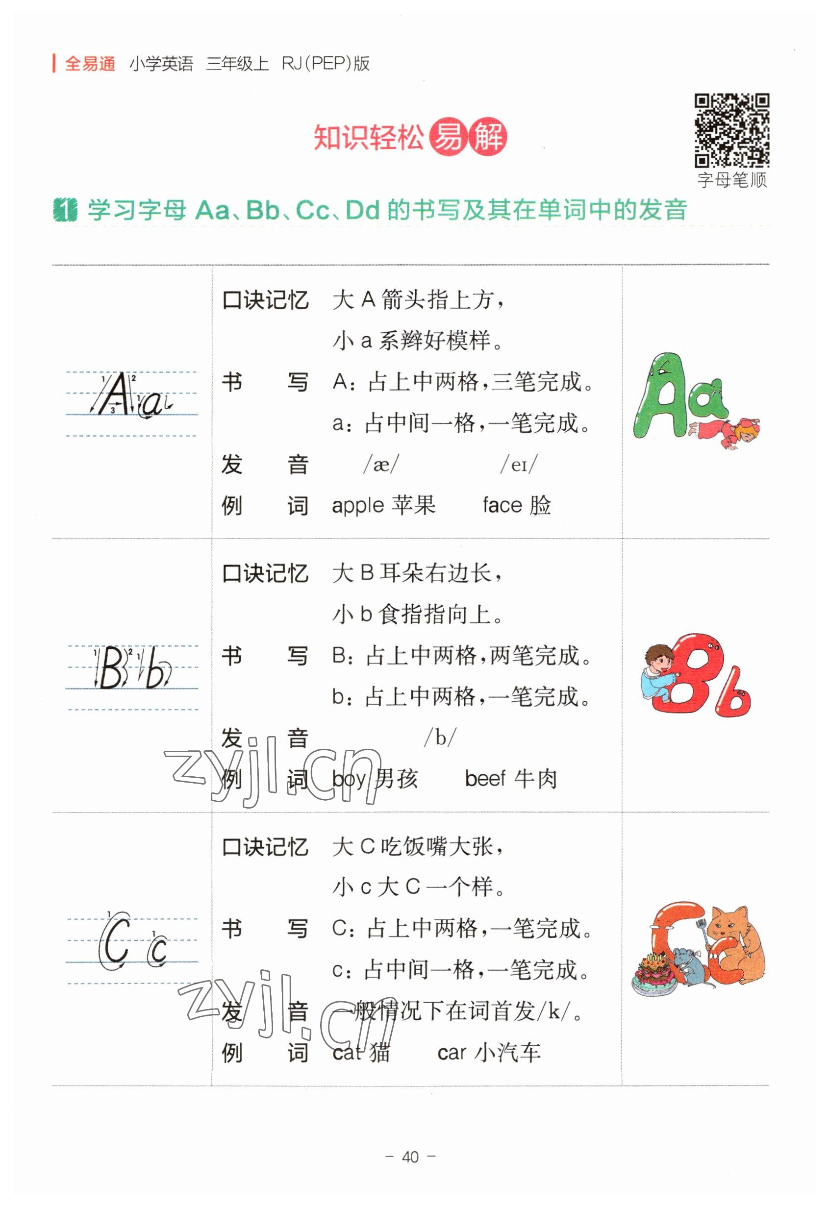 2023年教材課本三年級英語上冊人教版 參考答案第40頁