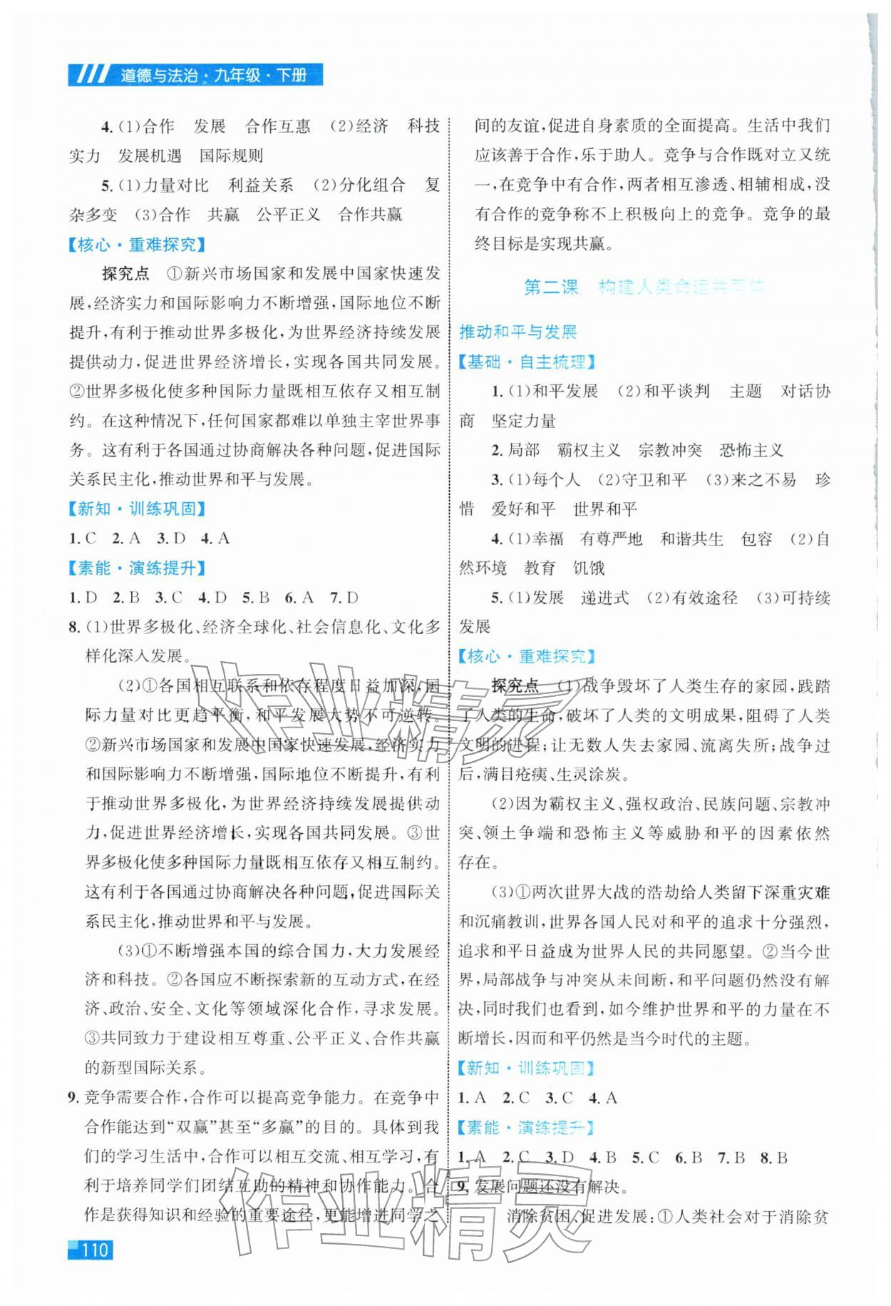 2026年新课标初中同步学习目标与检测九年级道德与法治下册人教版&nbsp;第2页