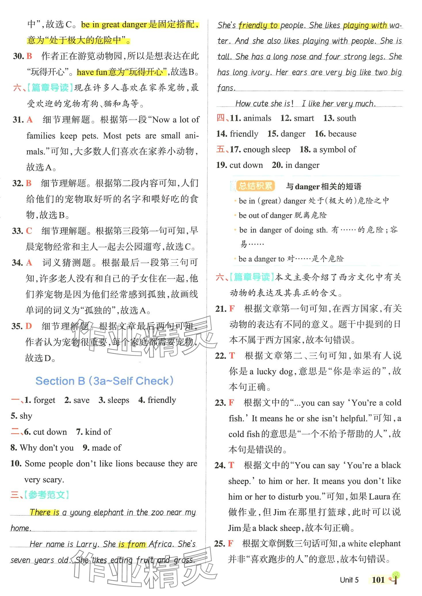 2024年初中學霸創(chuàng)新題七年級英語下冊人教版 參考答案第19頁