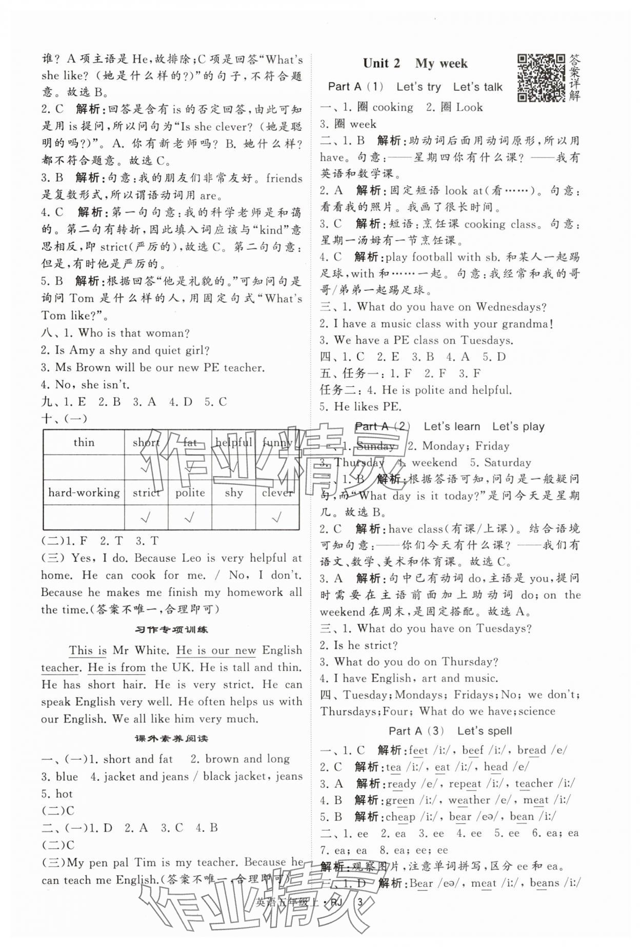 2024年經(jīng)綸學典提高班五年級英語上冊人教版 第3頁