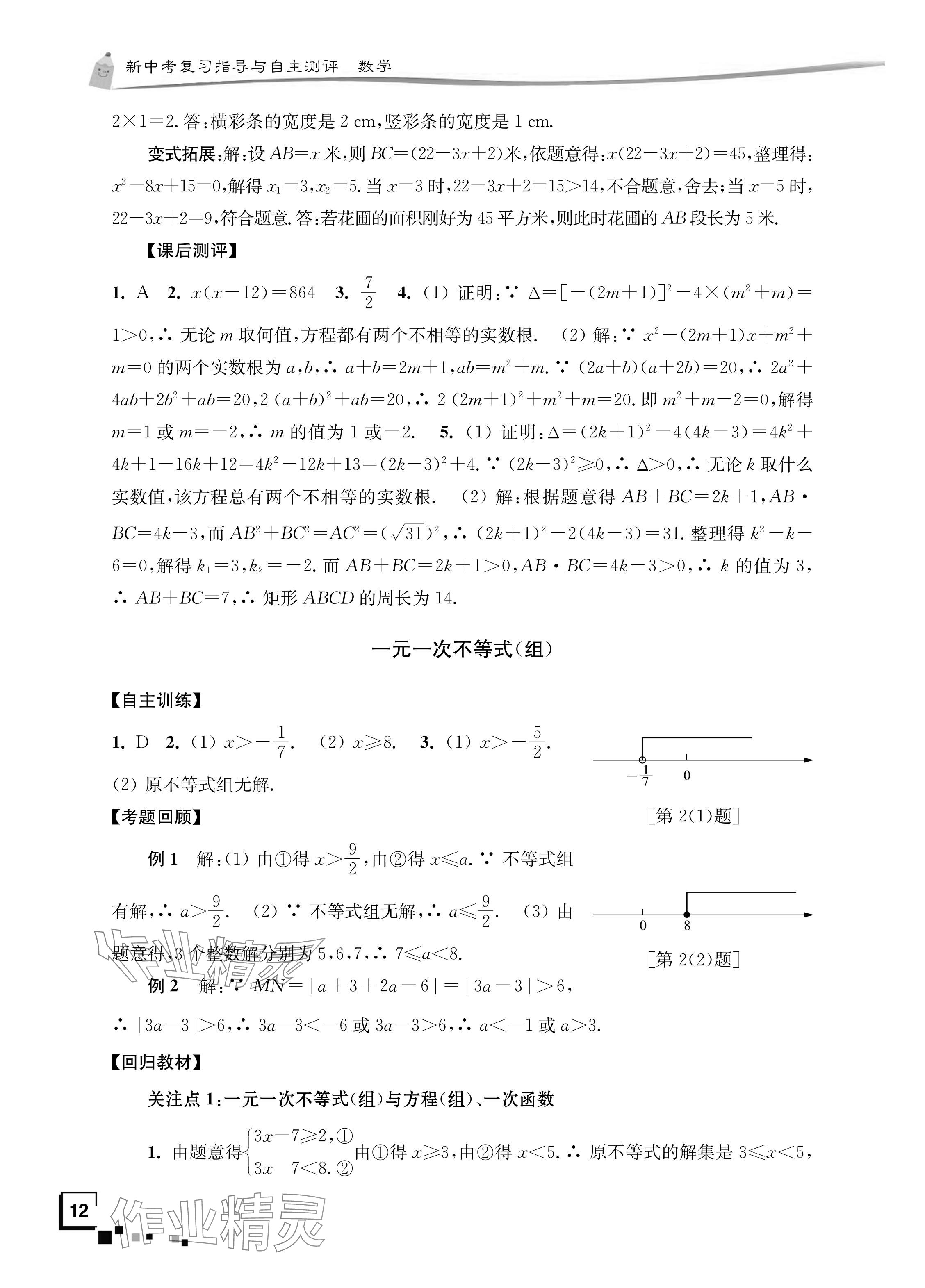 2024年南通市新中考復(fù)習(xí)指導(dǎo)與自主測評數(shù)學(xué) 參考答案第11頁