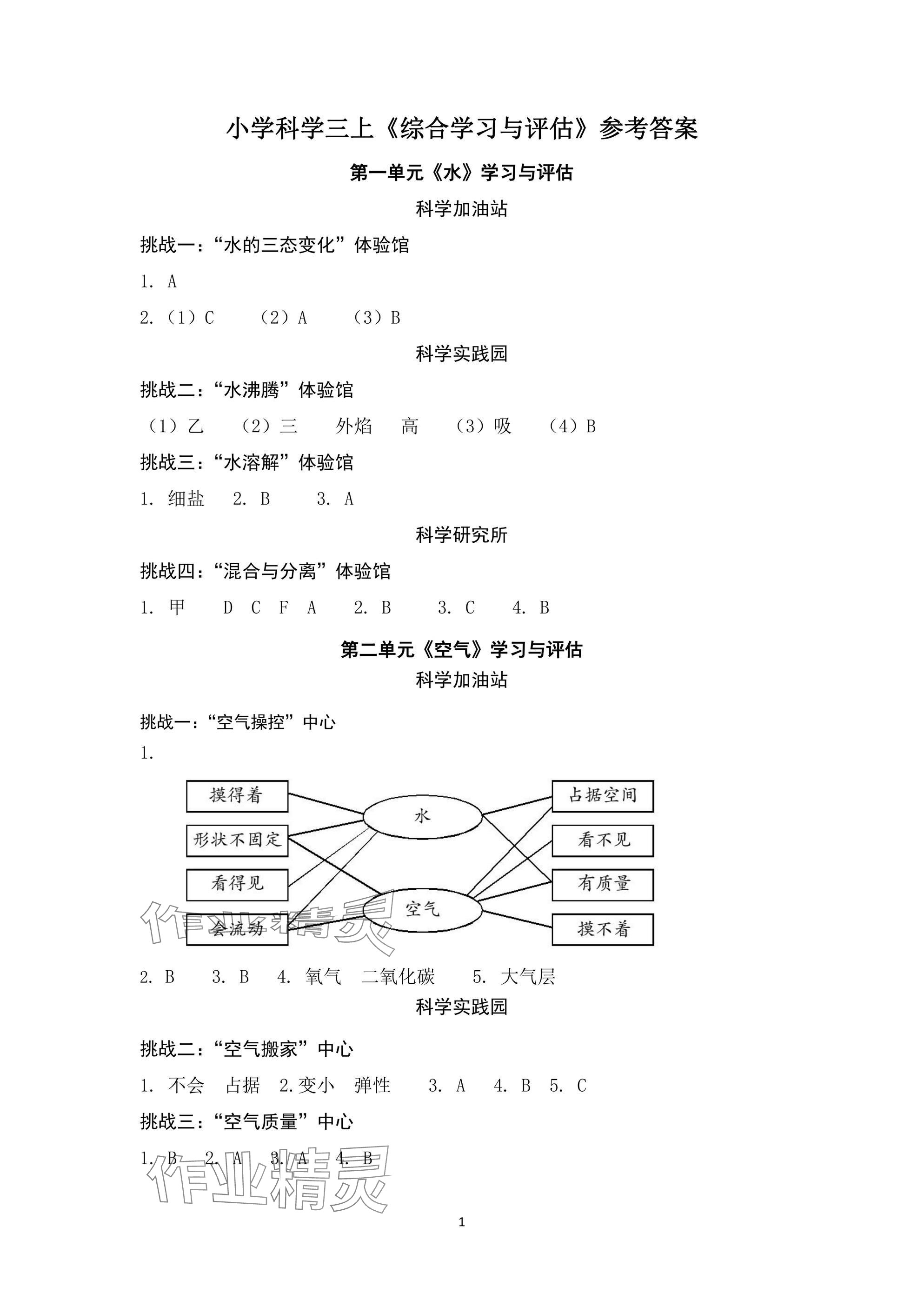 2024年綜合學(xué)習(xí)與評(píng)估三年級(jí)科學(xué)上冊(cè)教科版 參考答案第1頁(yè)