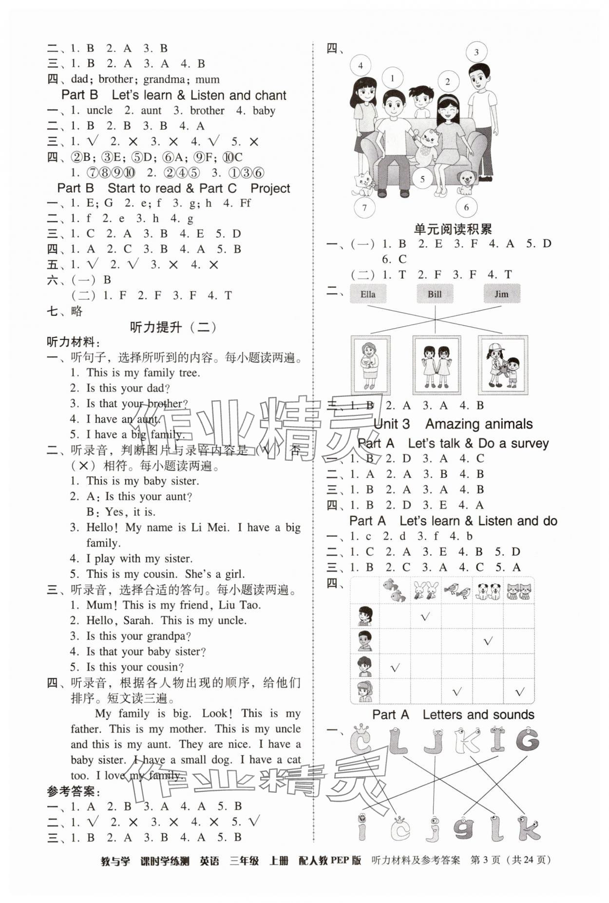 2025年教与学课时学练测三年级英语上册人教版&nbsp;第3页
