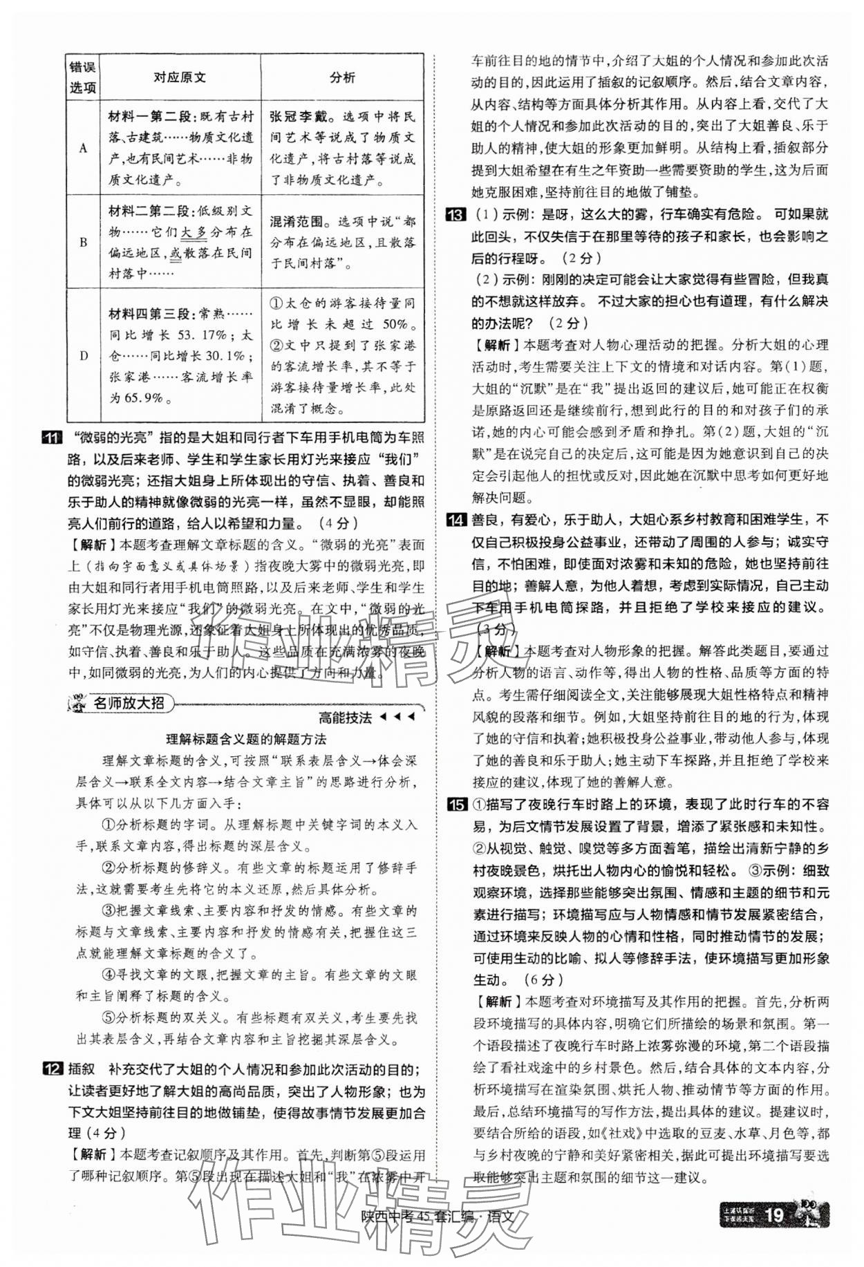 2025年金考卷45套匯編語文陜西專版 參考答案第19頁