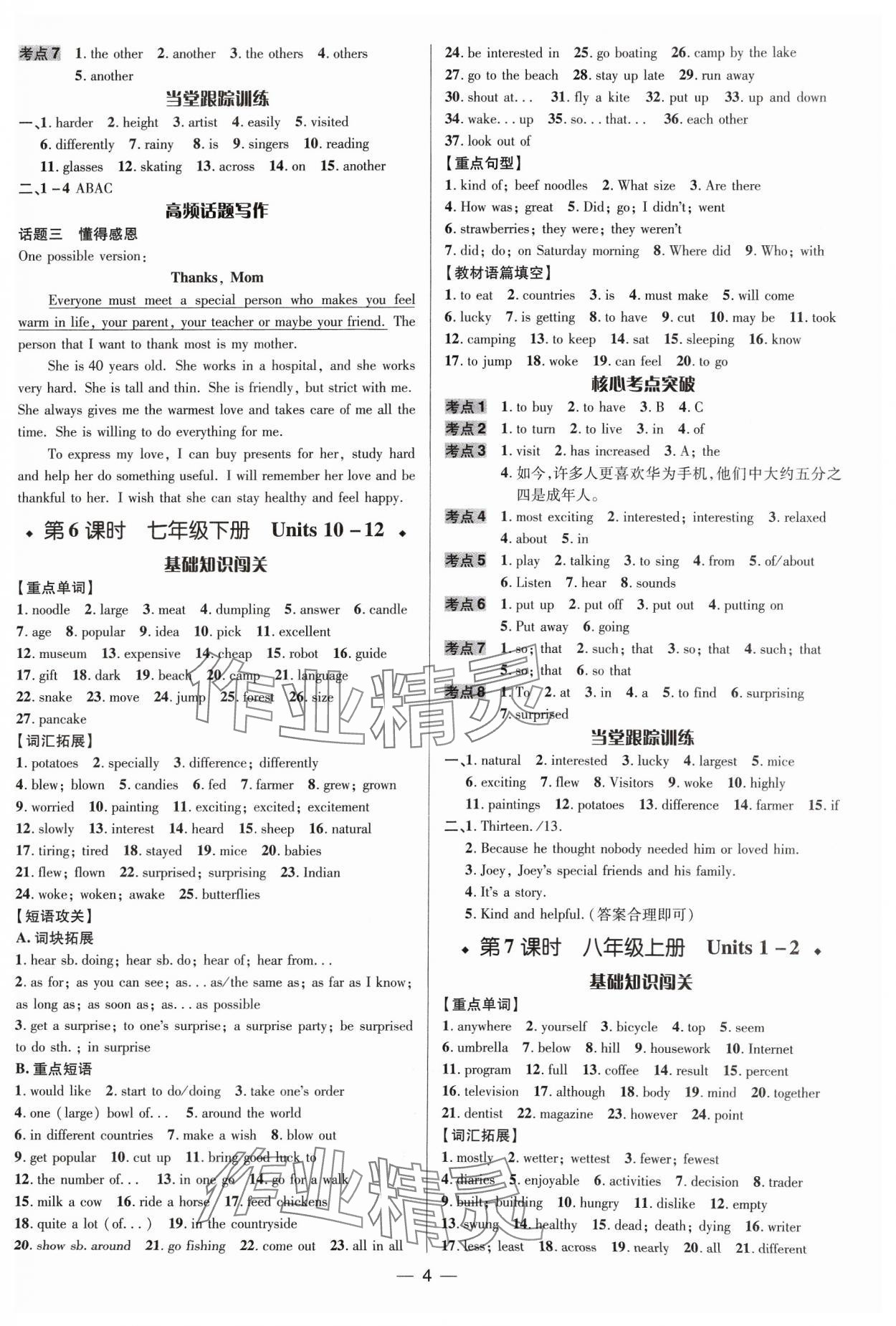 2024年中考对策英语临沂专版 参考答案第4页