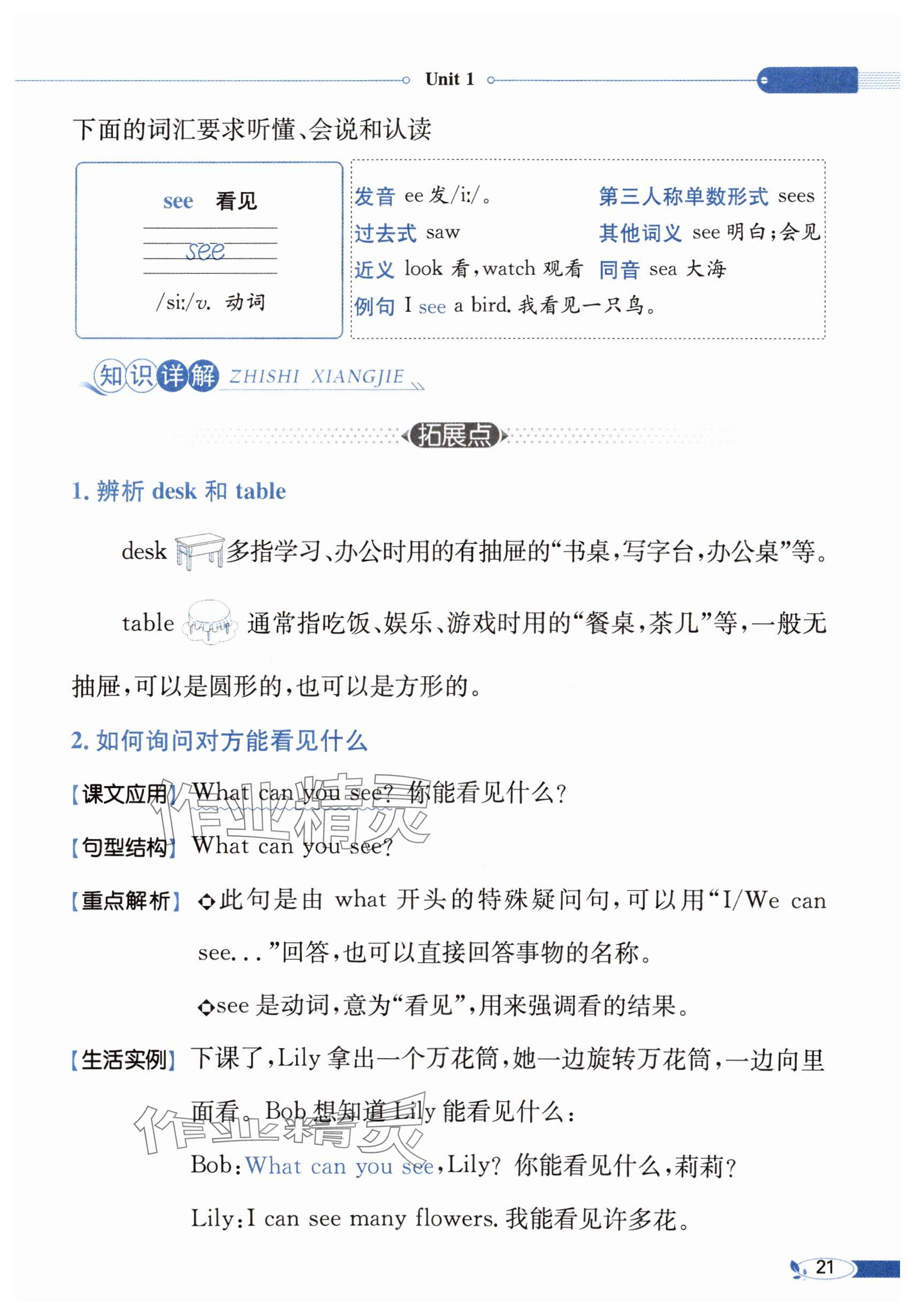 2025年教材課本四年級(jí)英語(yǔ)下冊(cè)冀教版 參考答案第21頁(yè)