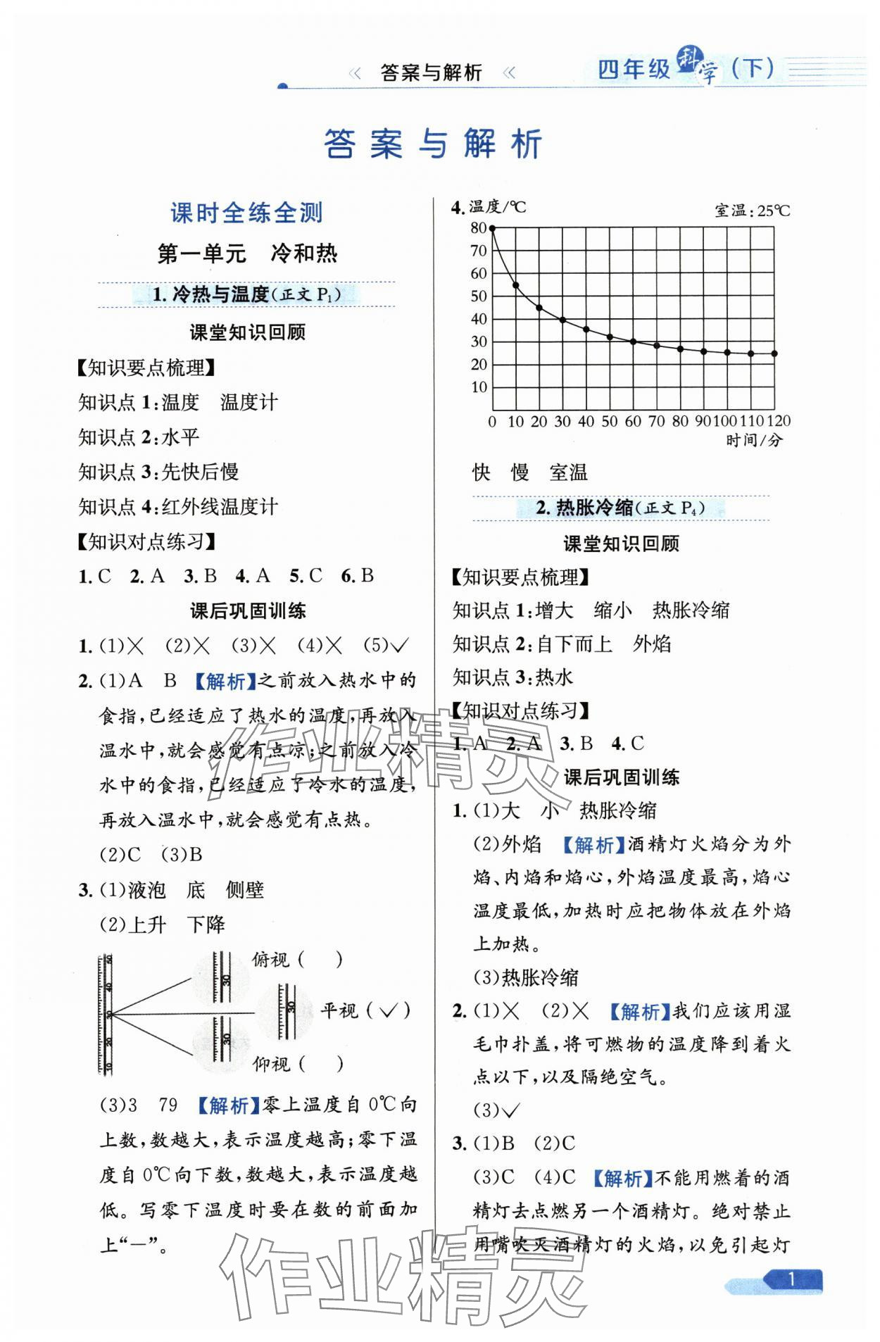 2025年教材全练四年级科学下册苏教版 第1页