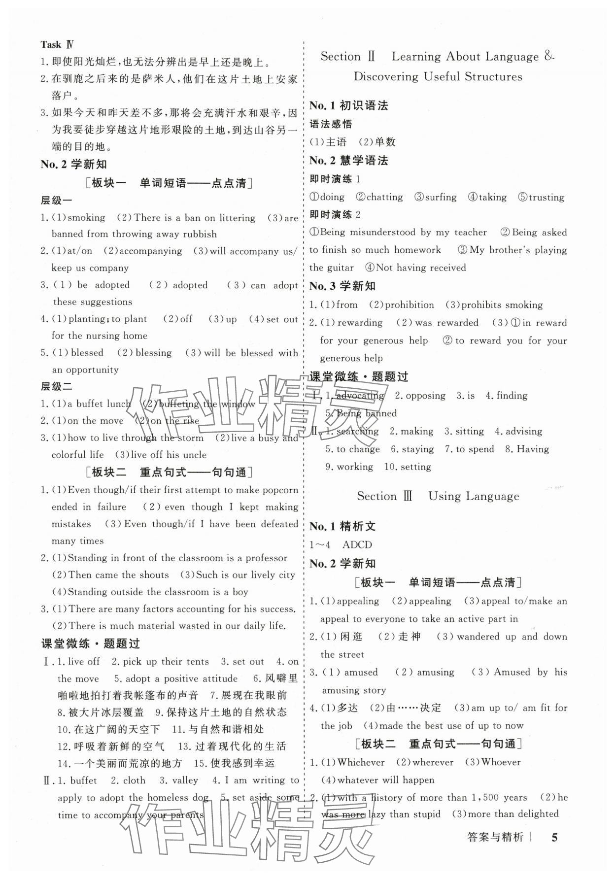 2025年高考領航山東美術出版社英語選擇性必修第一冊人教版 參考答案第5頁
