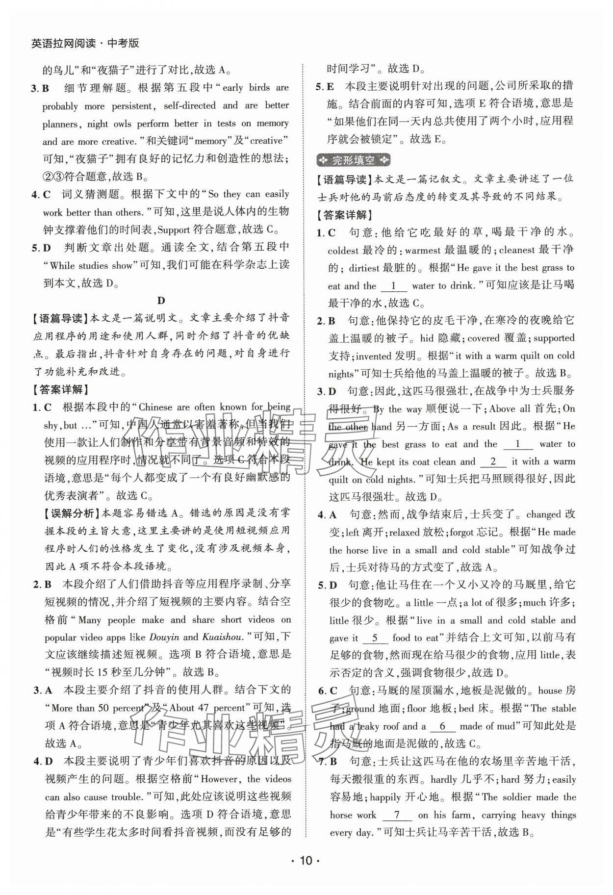 2025年阅读拉网训练九年级英语人教版&nbsp;第10页