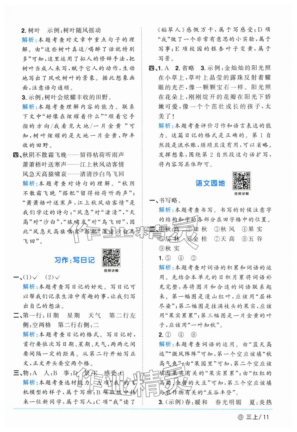 2024年陽光同學(xué)課時優(yōu)化作業(yè)三年級語文上冊人教版菏澤專版 第11頁