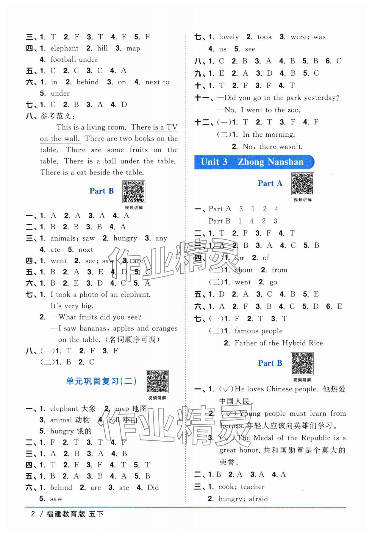 2024年陽(yáng)光同學(xué)課時(shí)優(yōu)化作業(yè)五年級(jí)英語(yǔ)下冊(cè)閩教版福建專版 參考答案第2頁(yè)