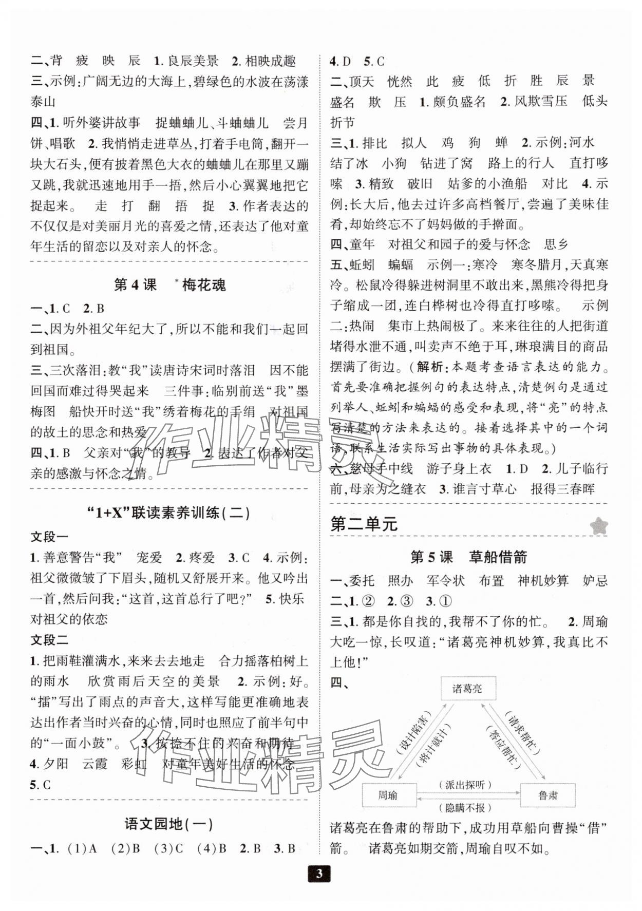 2024年勵耘書業(yè)勵耘新同步五年級語文下冊人教版 參考答案第2頁