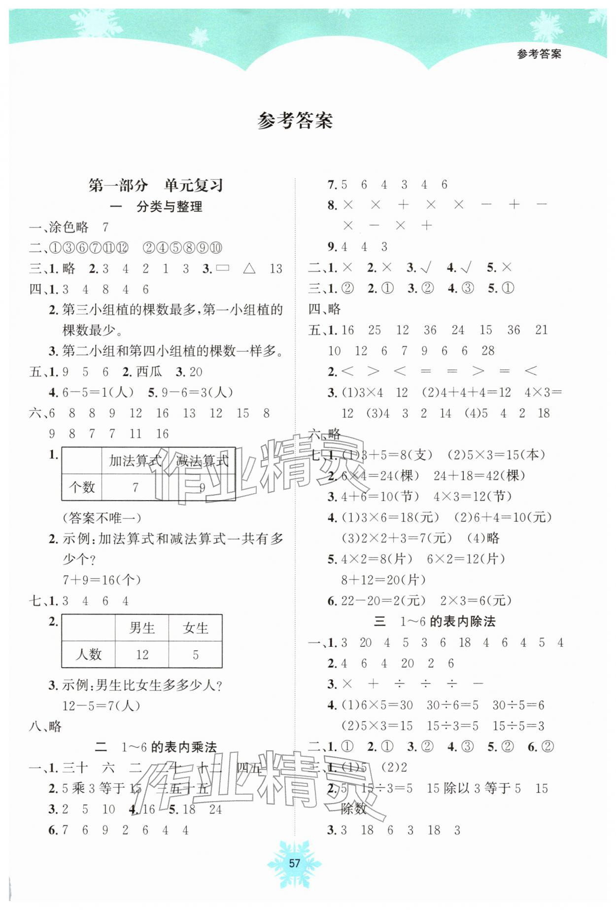 2026年假期作業(yè)南海出版公司二年級(jí)數(shù)學(xué)人教版&nbsp;參考答案第1頁(yè)