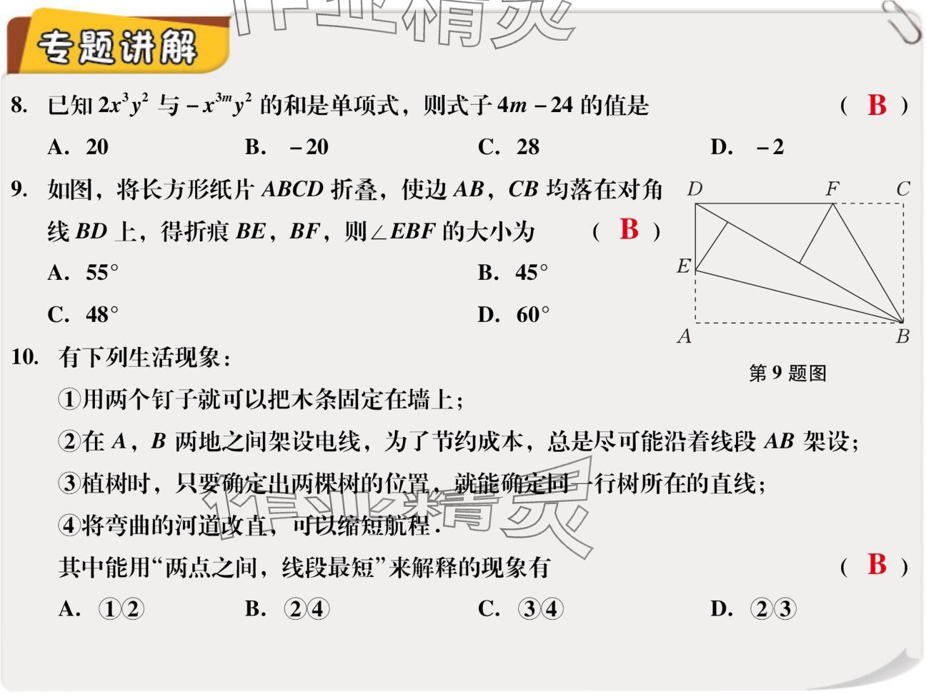 2024年復(fù)習(xí)直通車期末復(fù)習(xí)與假期作業(yè)七年級(jí)數(shù)學(xué)北師大版 參考答案第6頁