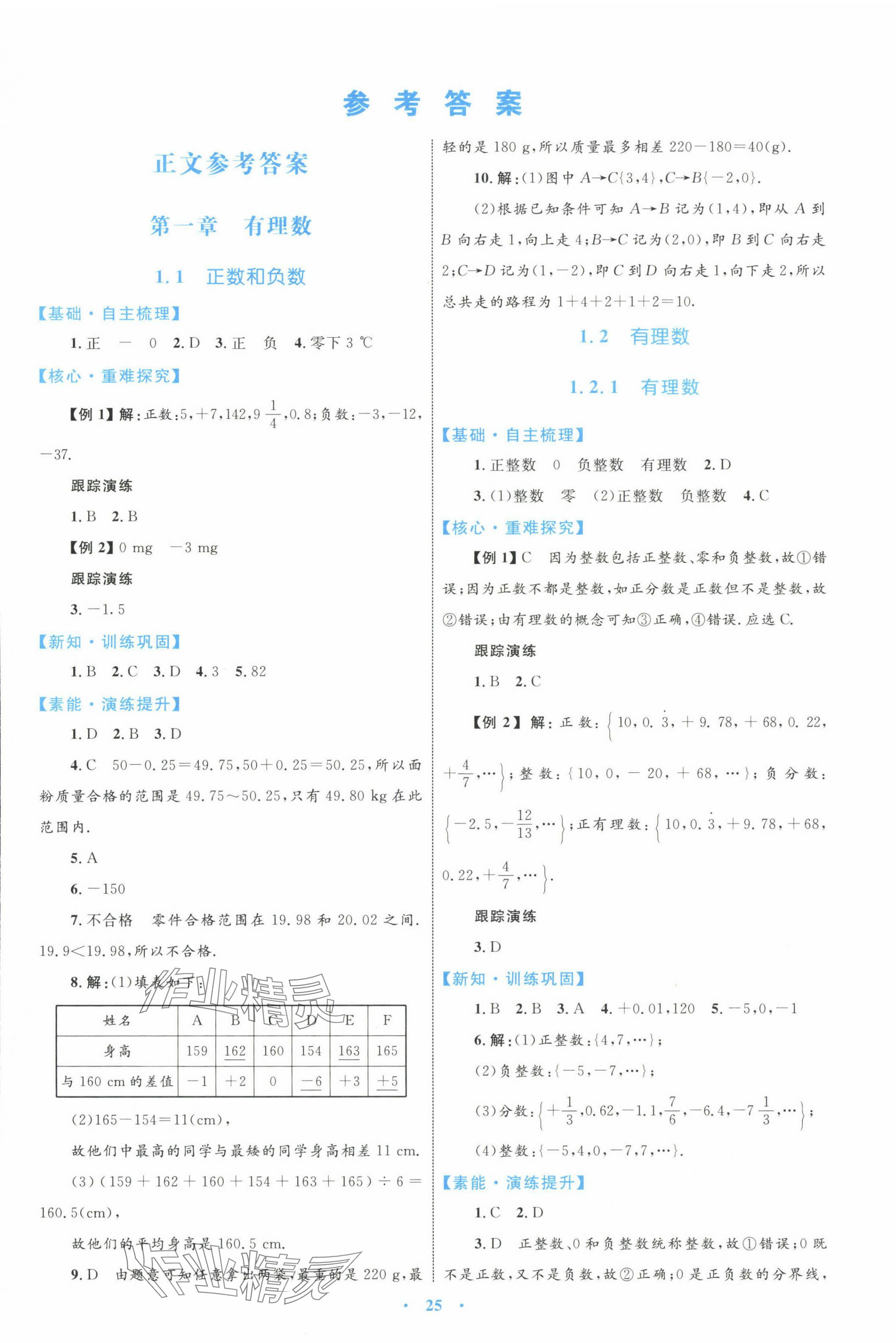 2023年同步學(xué)習(xí)目標(biāo)與檢測(cè)七年級(jí)數(shù)學(xué)上冊(cè)人教版 第1頁