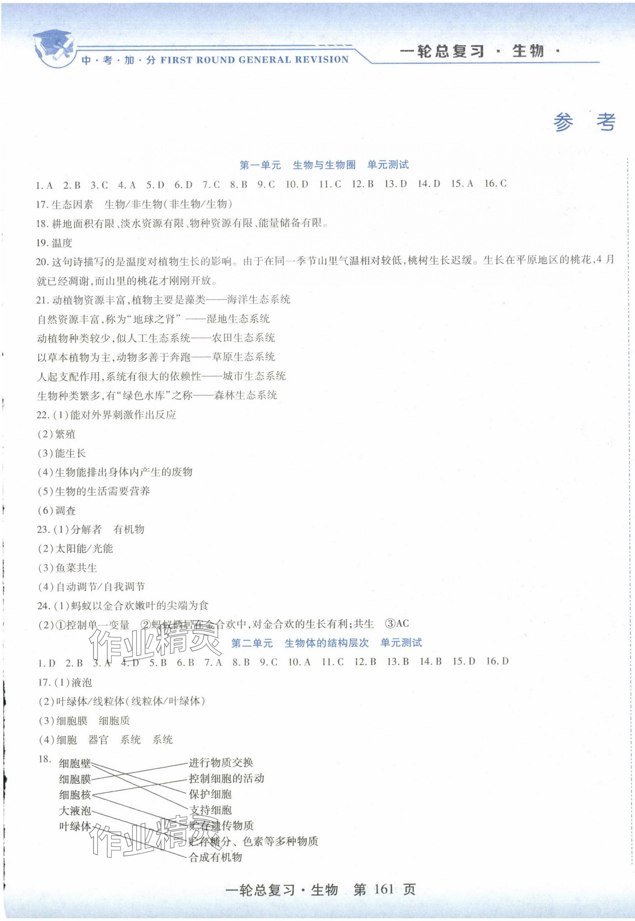 2024年中考加分一輪總復(fù)習(xí)生物 第1頁