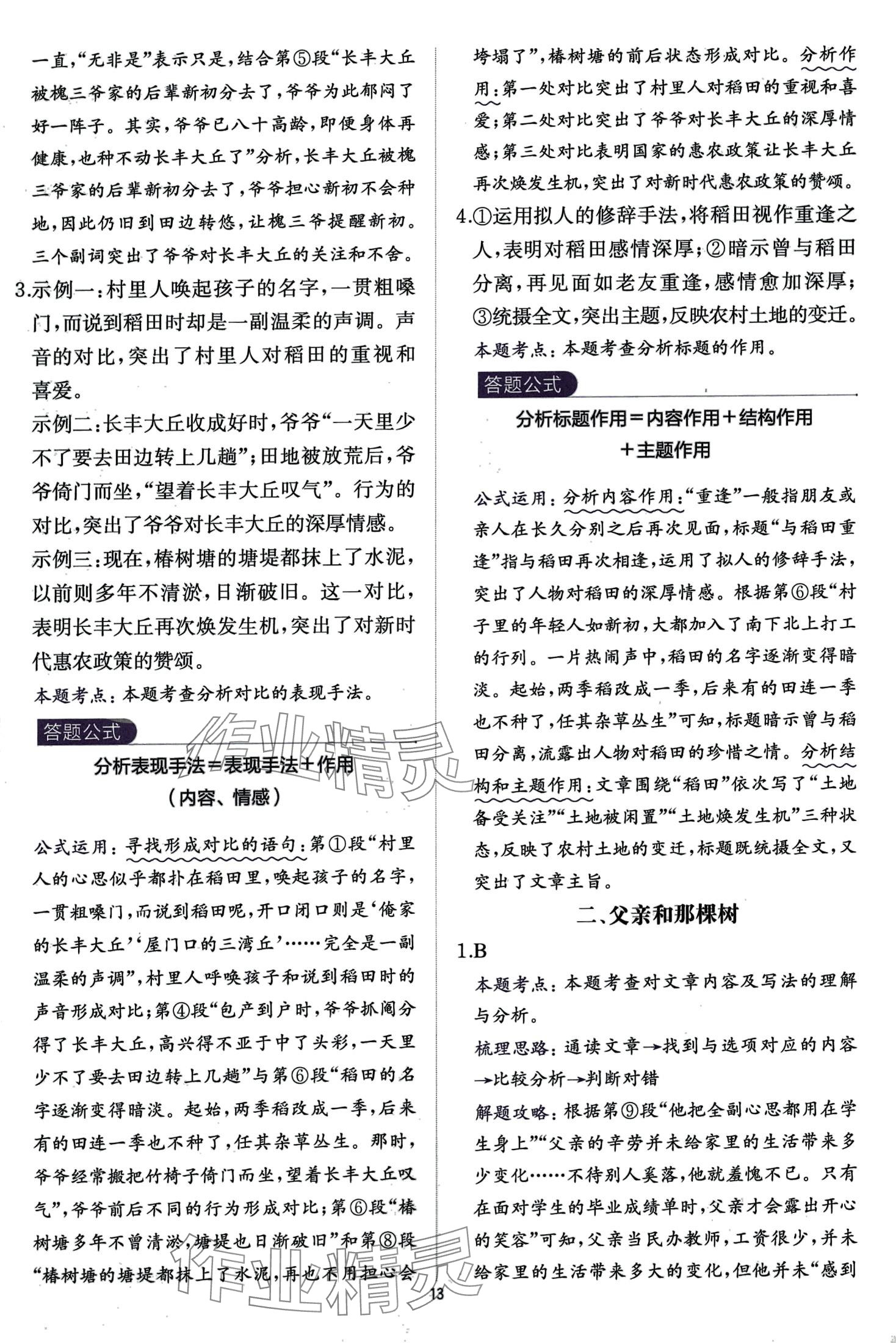 2024年公式法阅读语文九年级+中考&nbsp;第13页