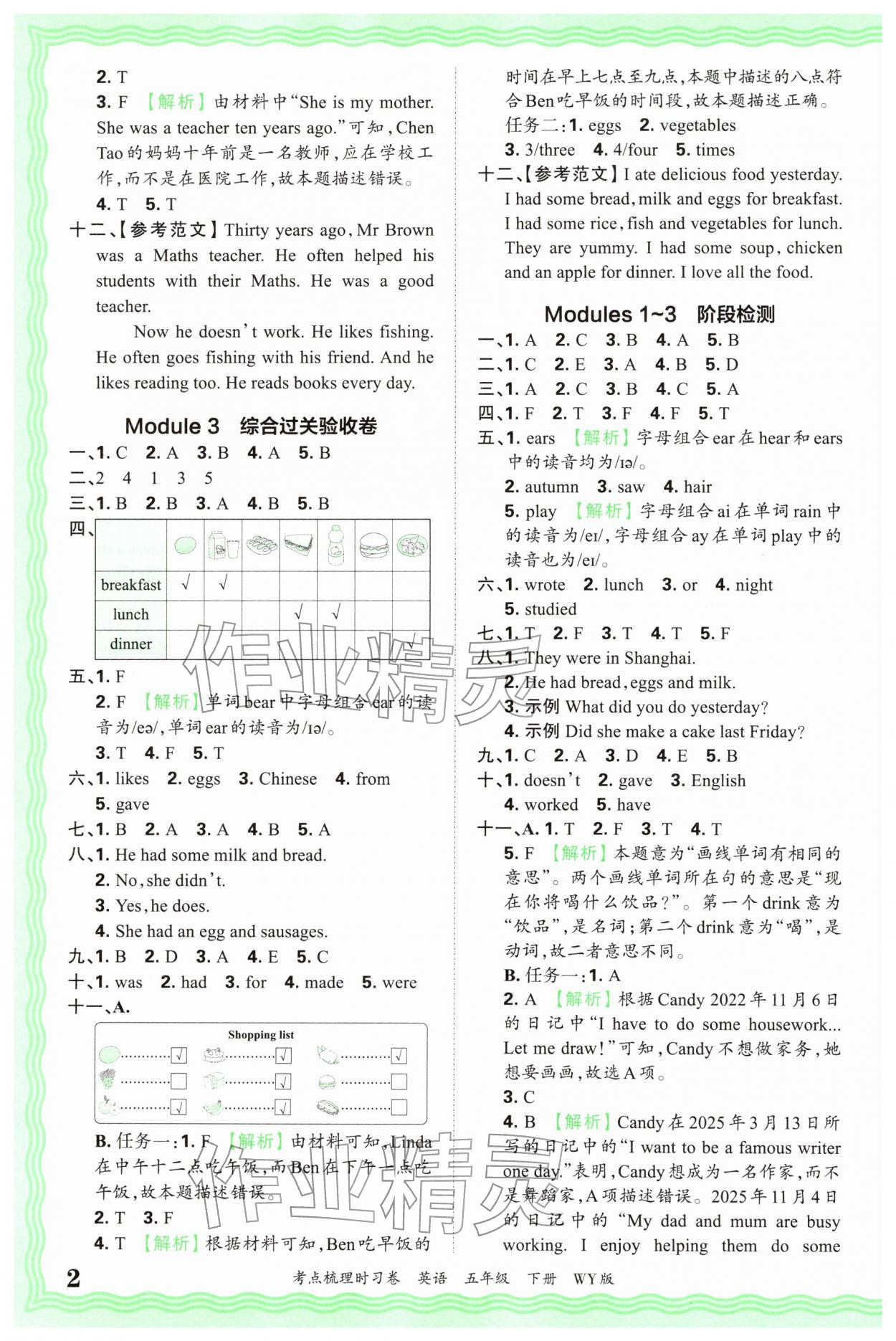 2026年王朝霞考点梳理时习卷五年级英语下册外研版&nbsp;第2页