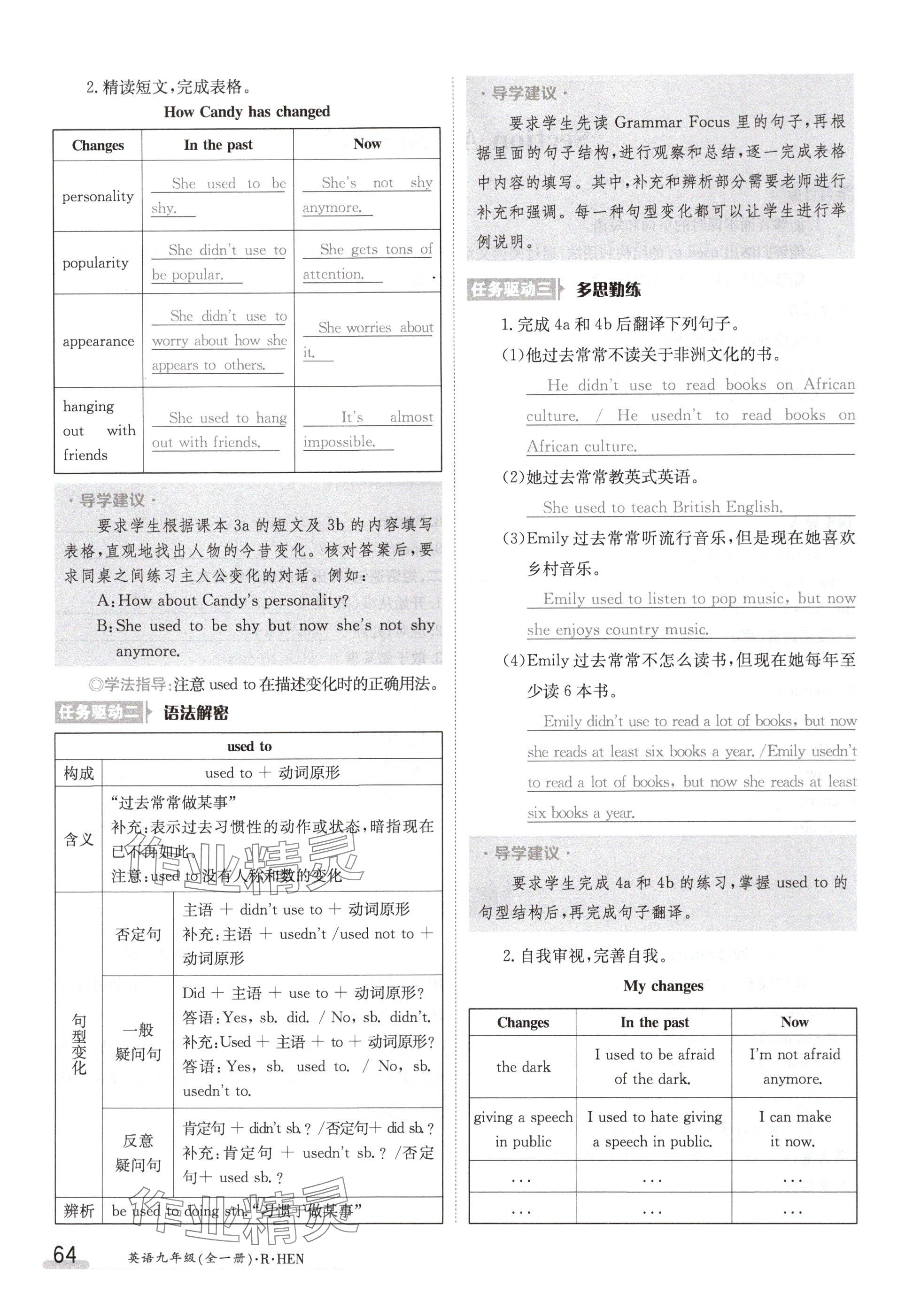 2024年金太陽導(dǎo)學(xué)案九年級英語人教版 參考答案第64頁