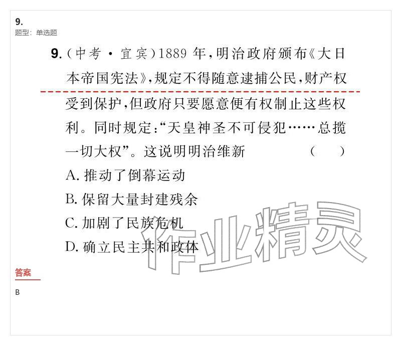 2026年優(yōu)質(zhì)課堂導(dǎo)學(xué)案九年級歷史下冊人教版&nbsp;參考答案第44頁
