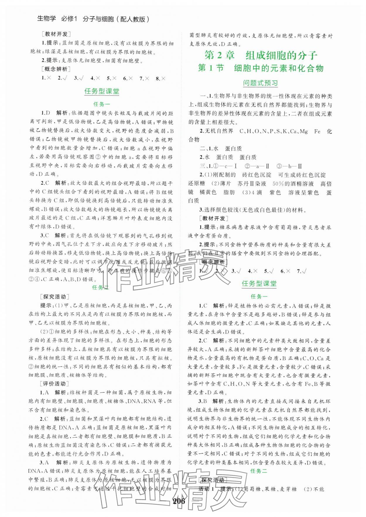 2024年點金訓練精講巧練高中生物必修1人教版 第2頁