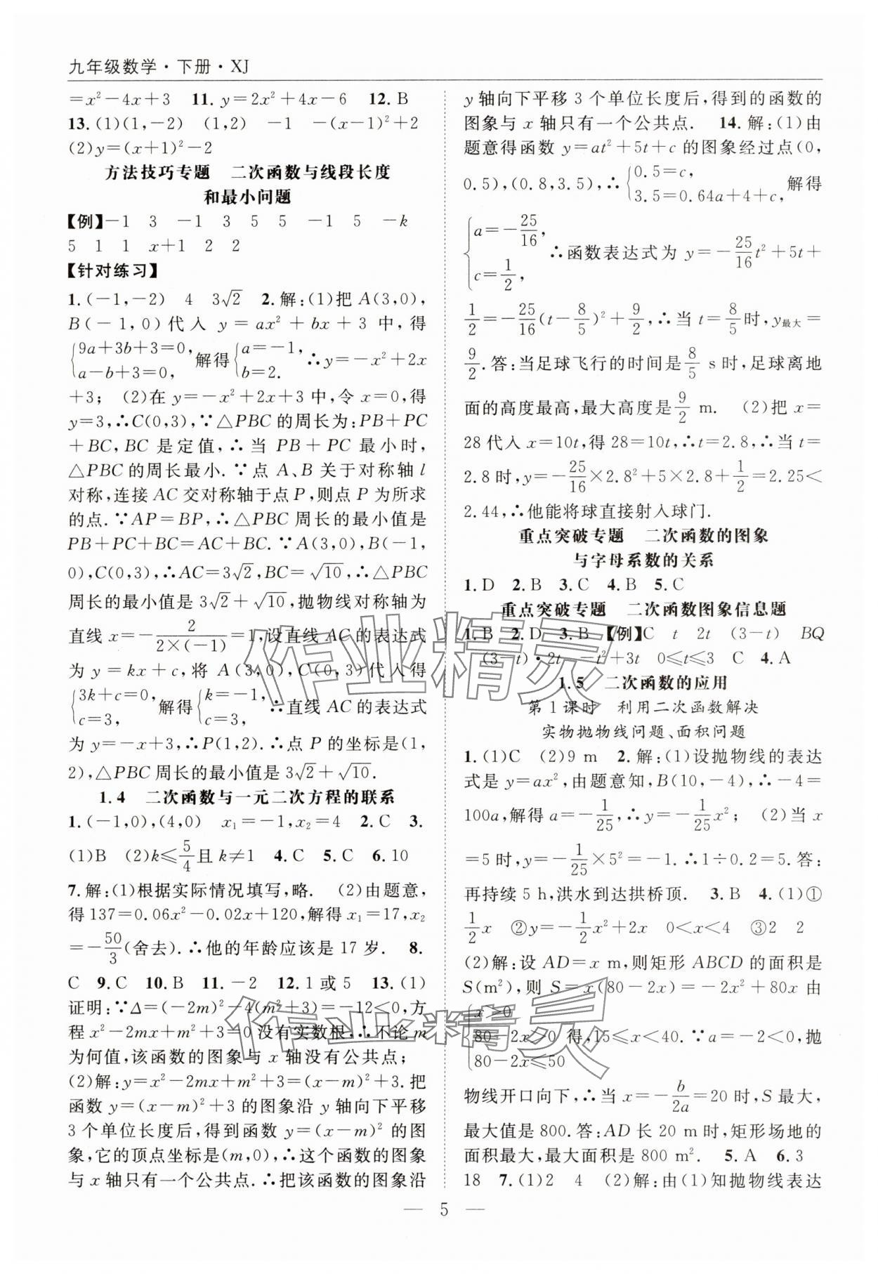 2025年名師學(xué)案九年級(jí)數(shù)學(xué)下冊(cè)湘教版 參考答案第5頁(yè)