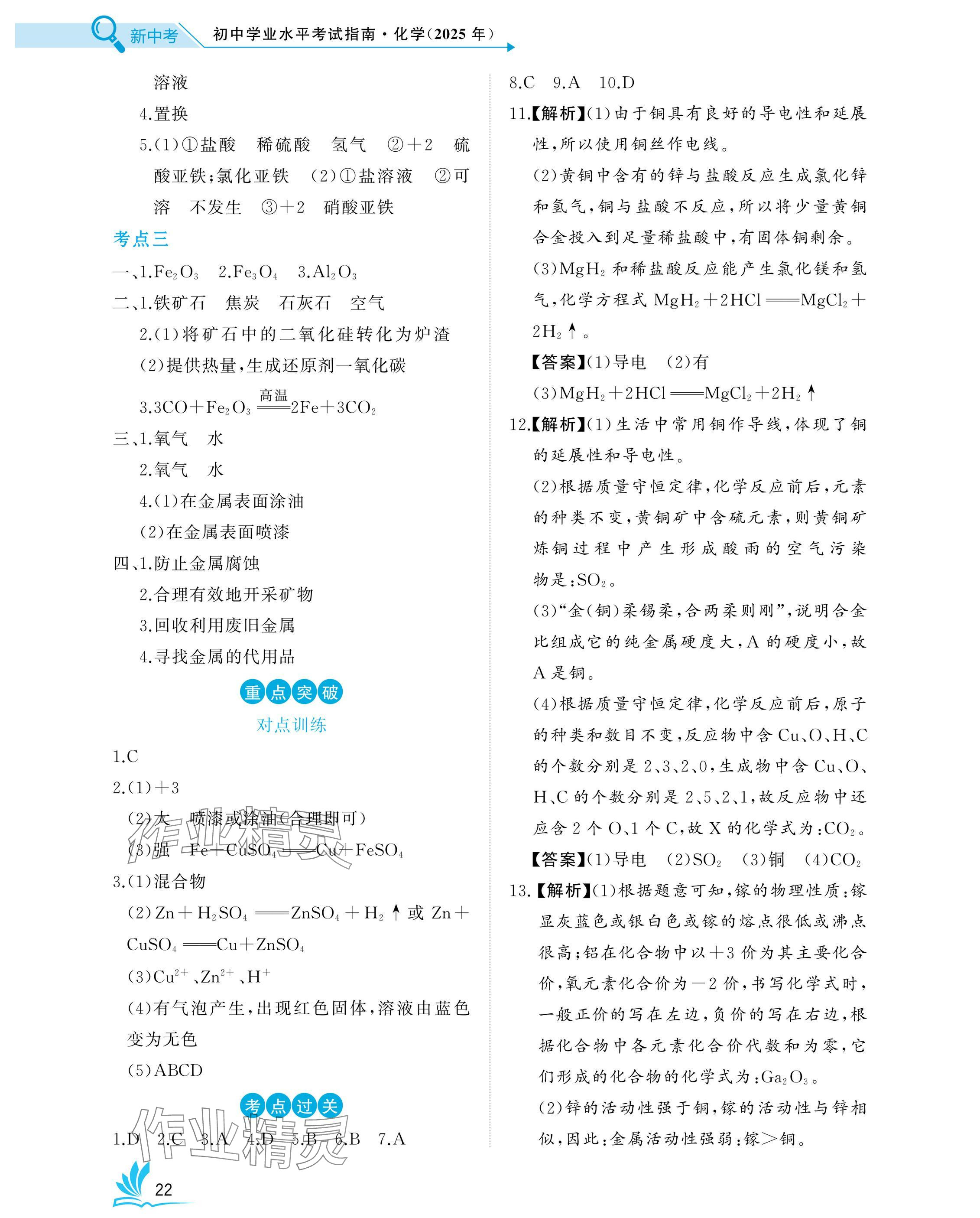 2025年新中考化學中考人教版湖北專版 參考答案第22頁