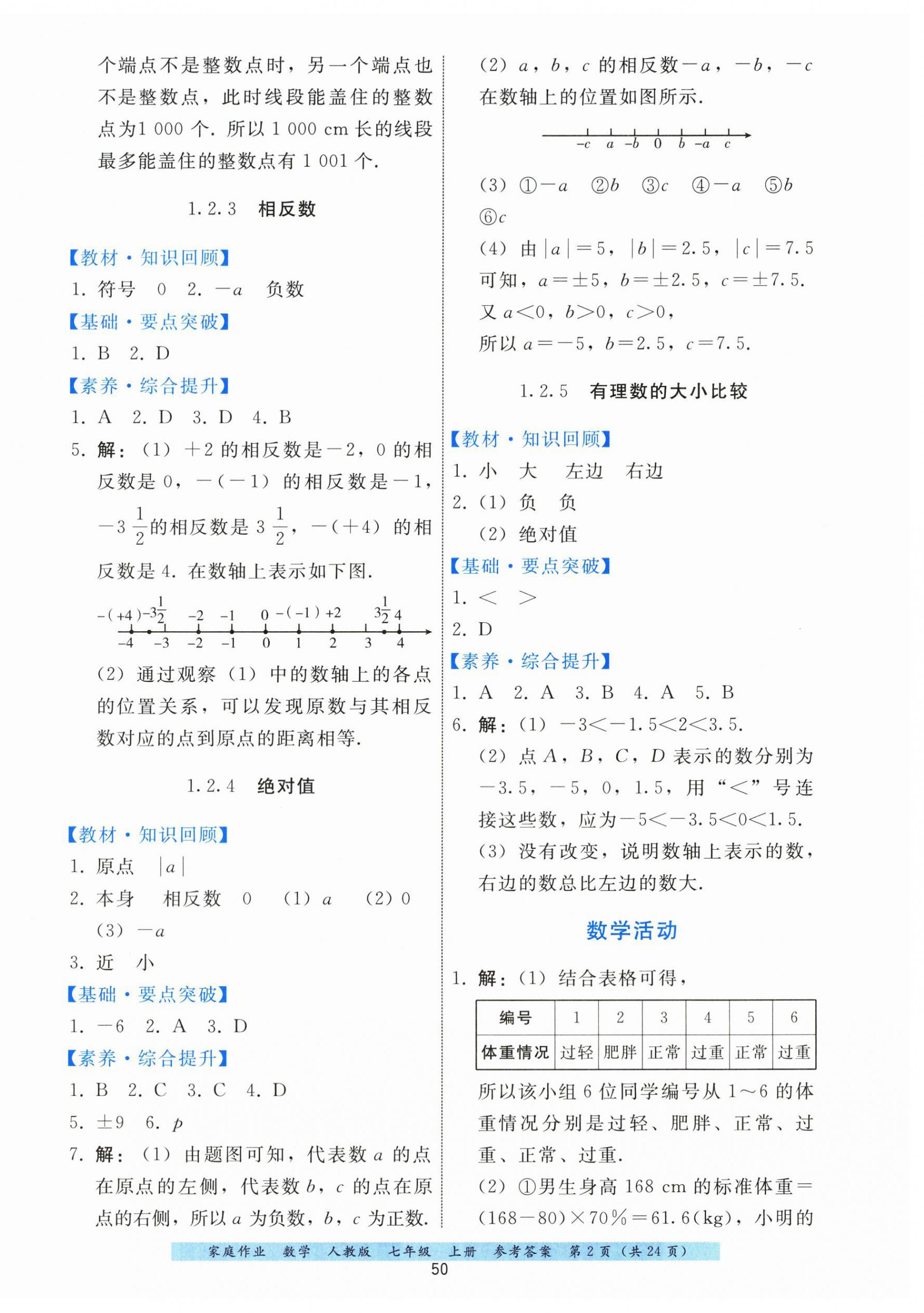 2026年家庭作业七年级数学上册人教版&nbsp;第2页