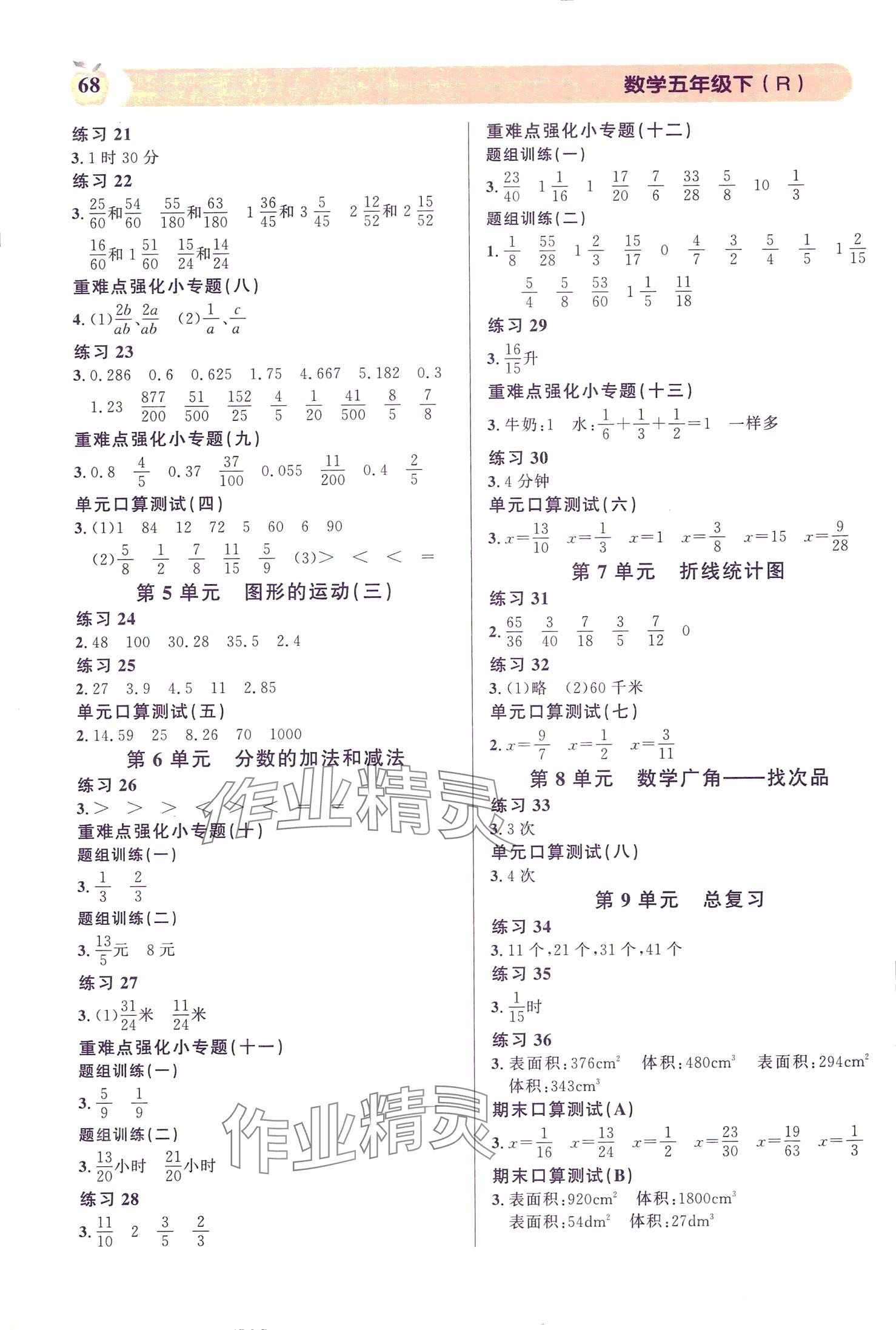 2024年秒杀口算题五年级数学下册人教版 第2页