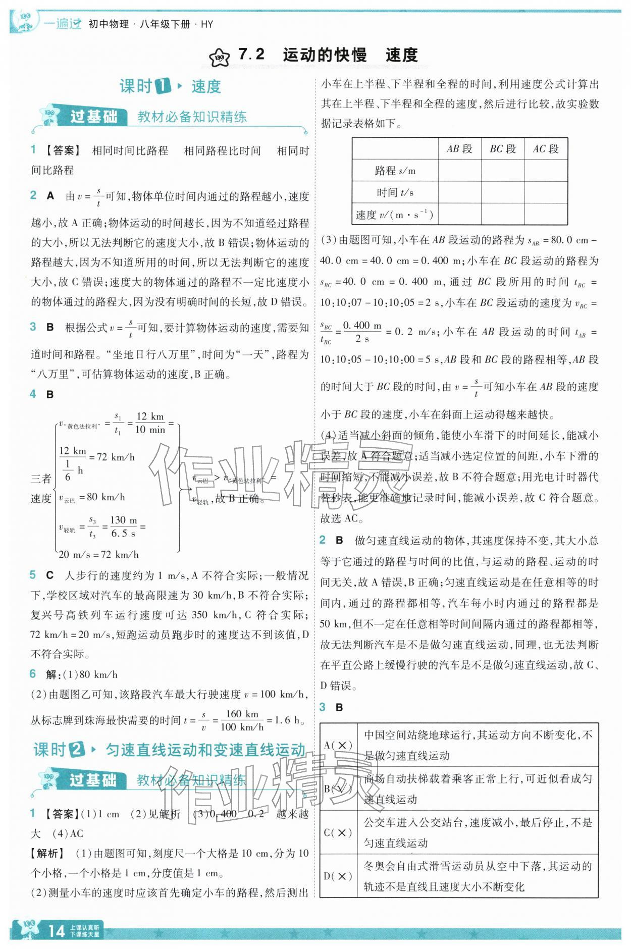 2026年一遍过八年级物理下册沪粤版&nbsp;第16页