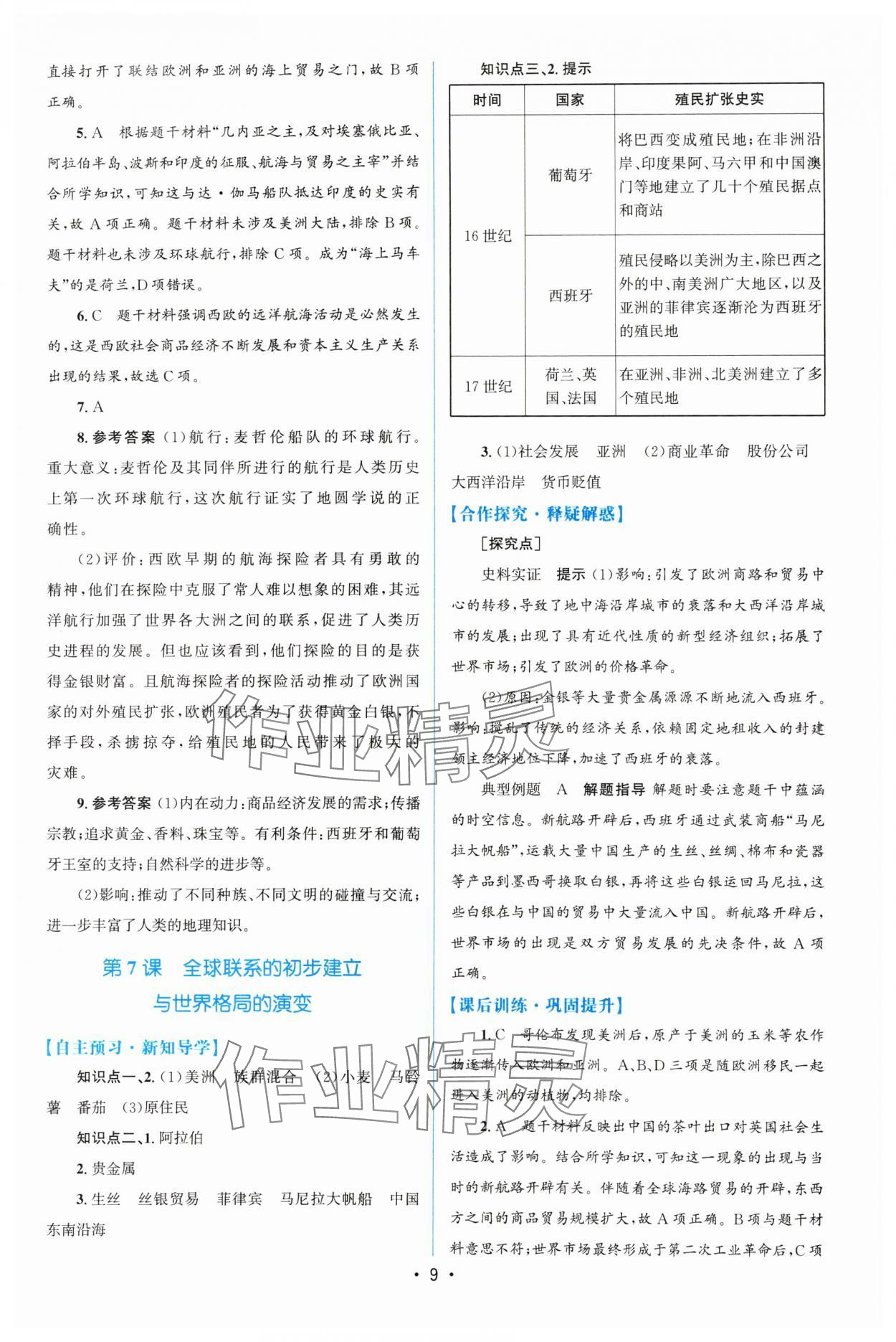 2024年高中同步測(cè)控優(yōu)化設(shè)計(jì)歷史必修下冊(cè)人教版增強(qiáng)版 參考答案第8頁(yè)