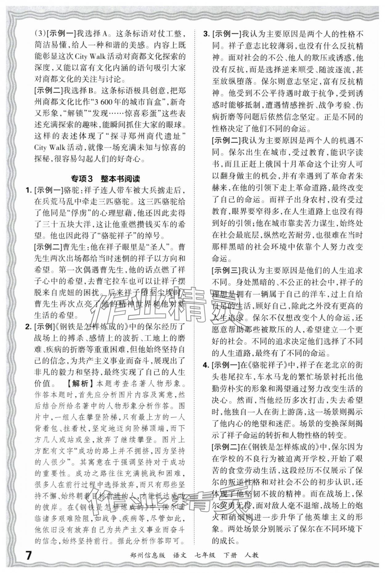 2025年王朝霞期末真題精編七年級語文下冊人教版鄭州專版 參考答案第7頁