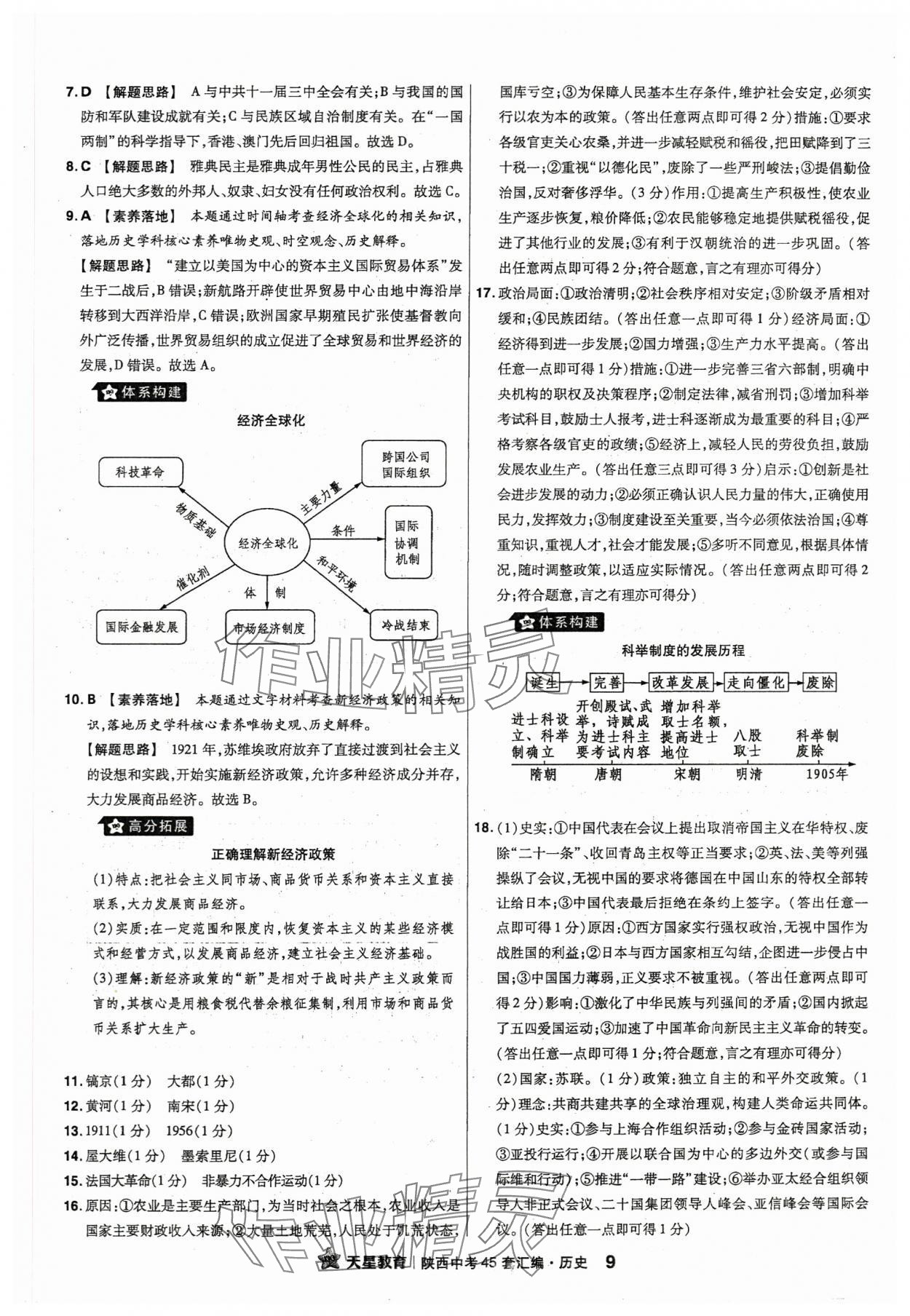 2024年金考卷45套匯編歷史陜西專版 參考答案第9頁